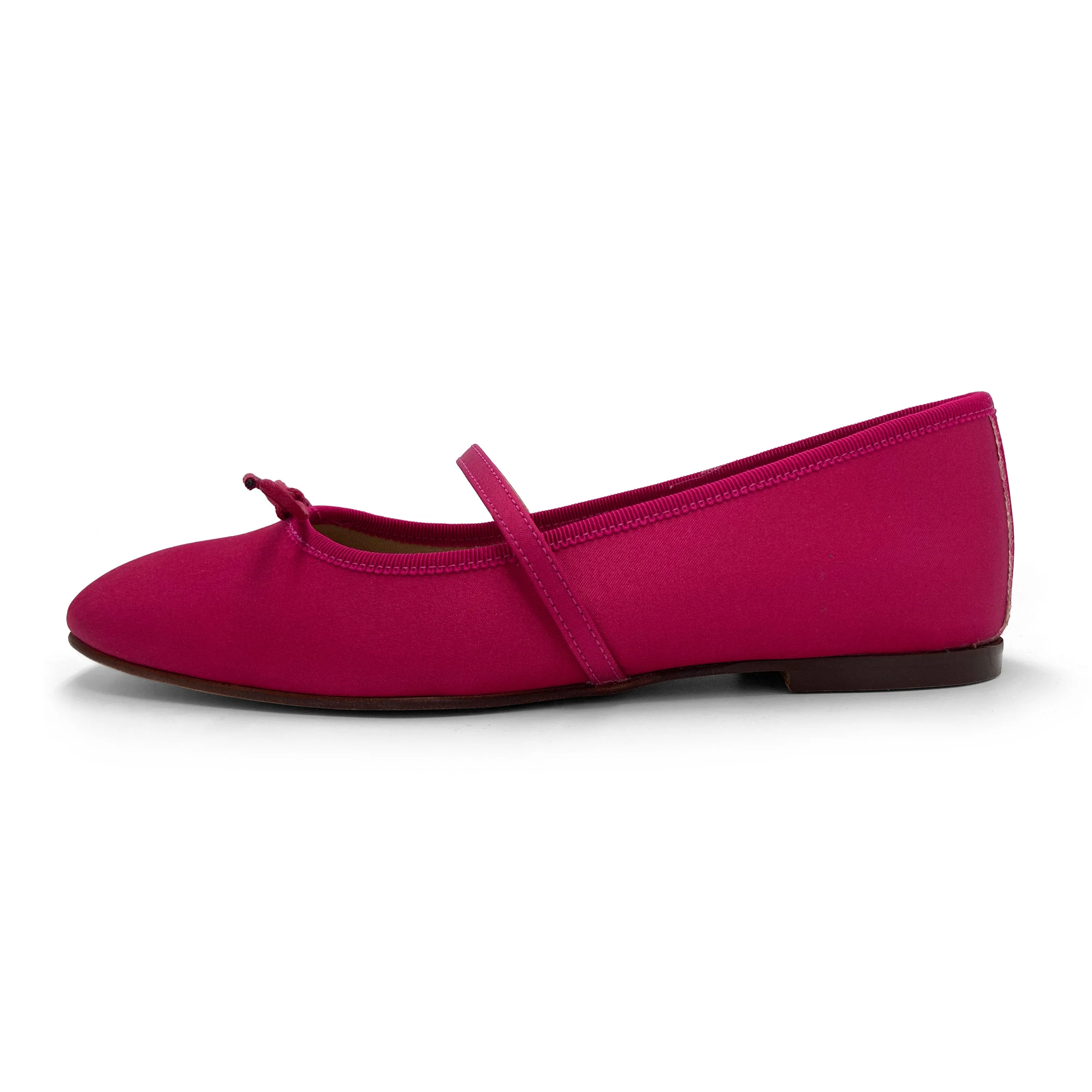TT Go Green Collection fuchsia satin Mary Jane ballet flats in eco fabric - Image 4