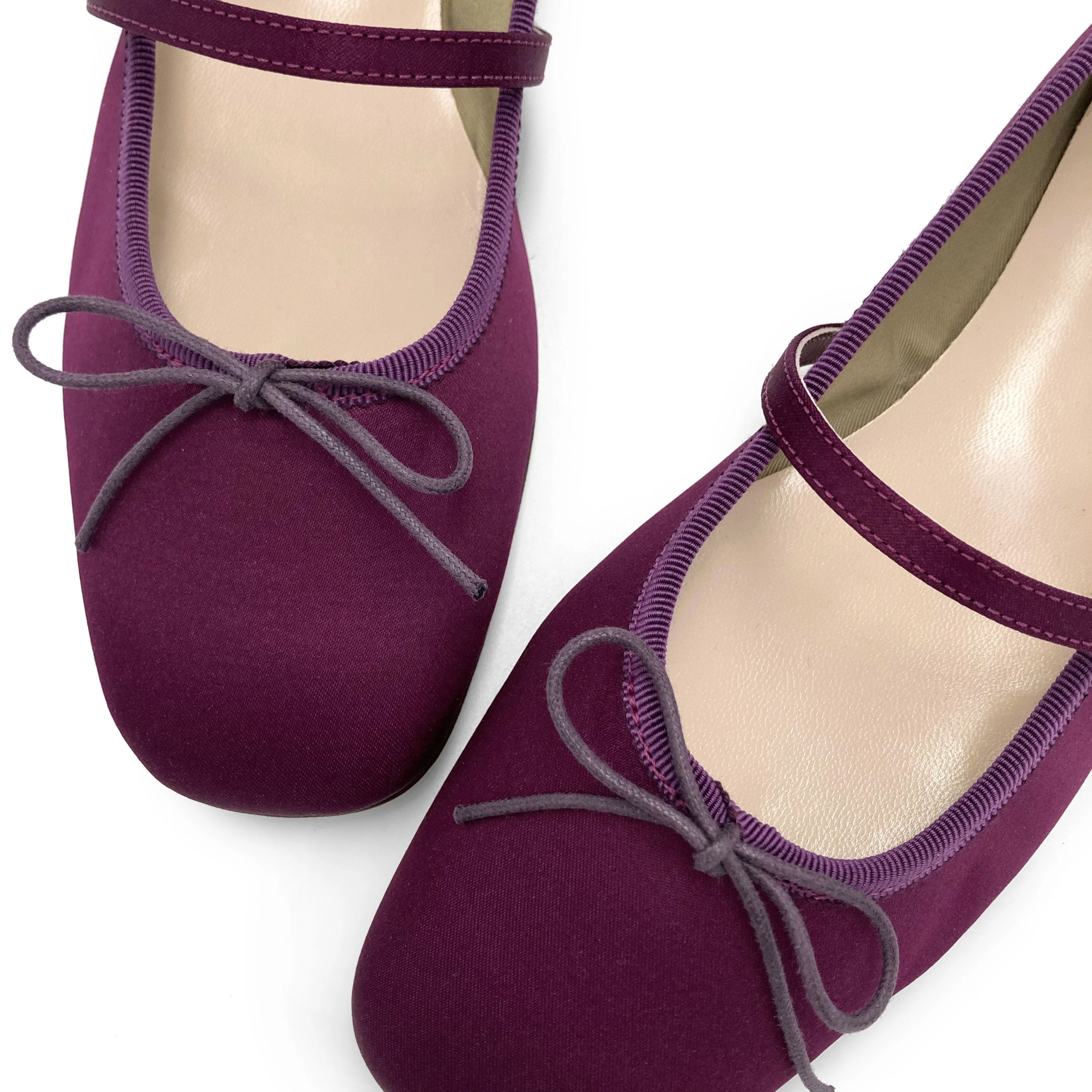 TT Go Green collection fuchsia satin Mary Jane ballet flats in eco fabric - Image 3