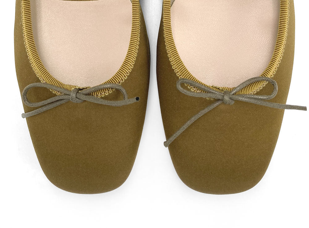 TT Go Green Collection mustard-brown satin Mary Jane ballet flats in eco fabric - Image 5