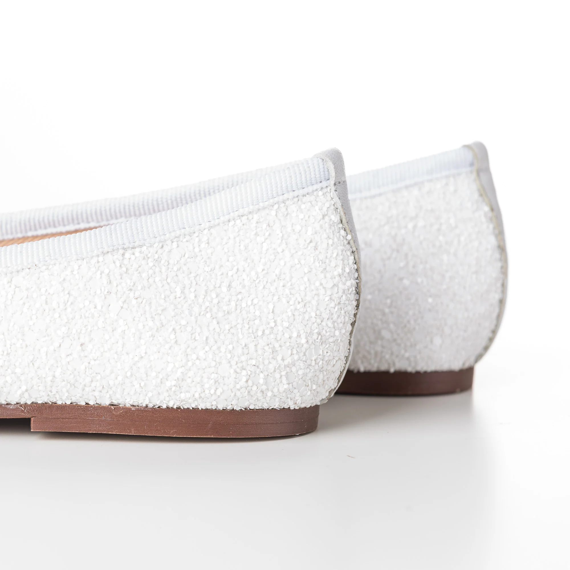White glitter bridal ballet flats - Image 3