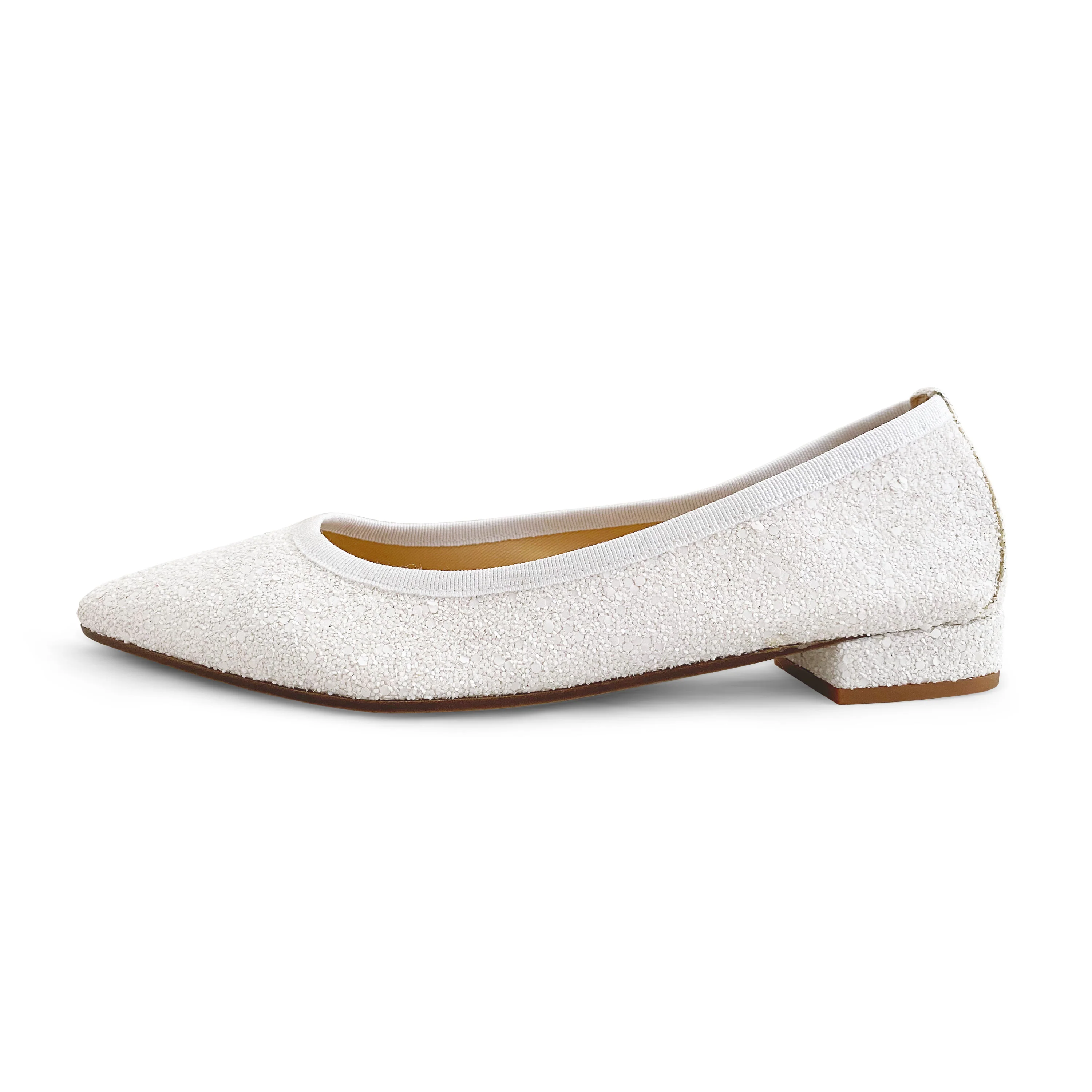 White glitter pointed toe ballet flats - Image 3