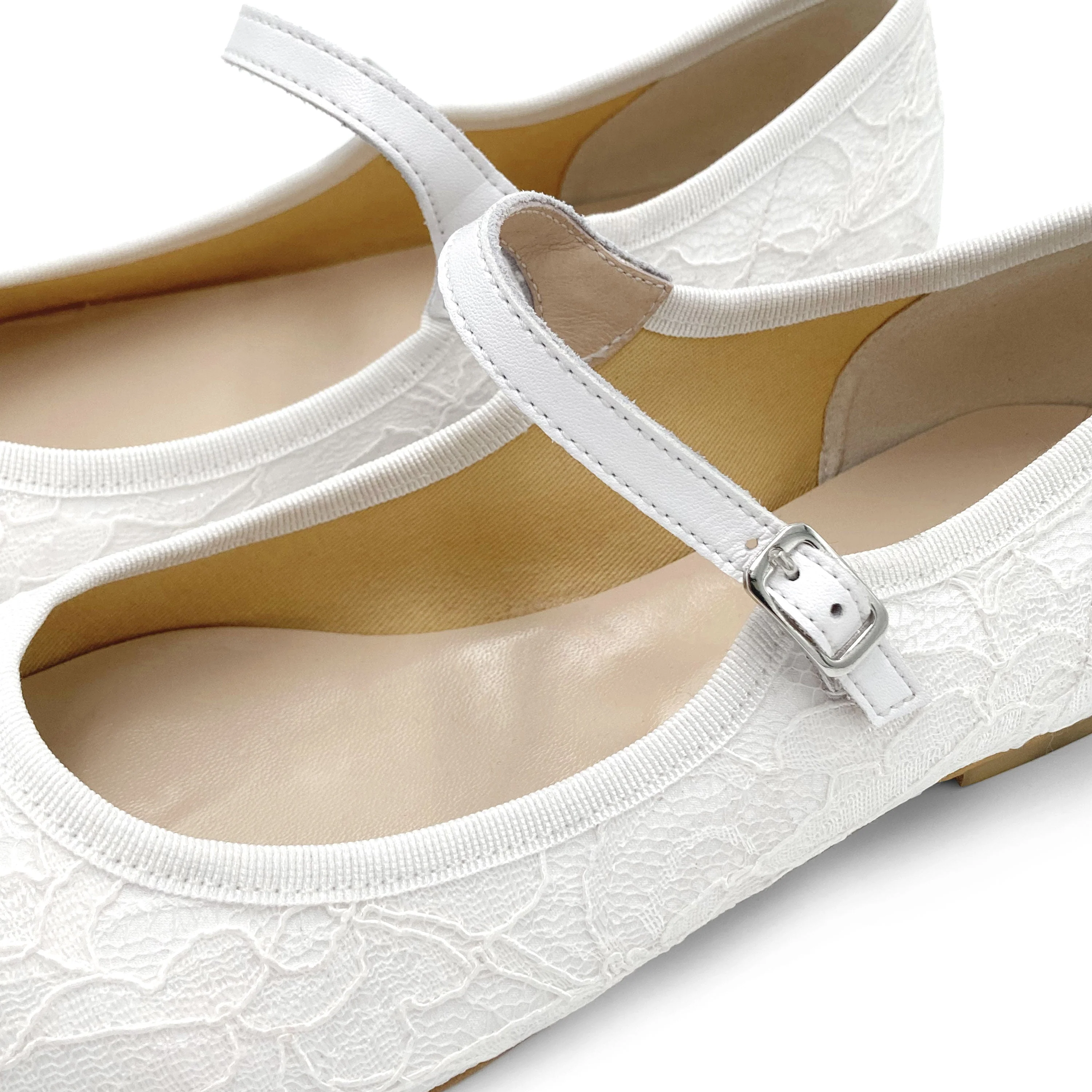 White lace bridal Mary Jane ballet flats - Image 3