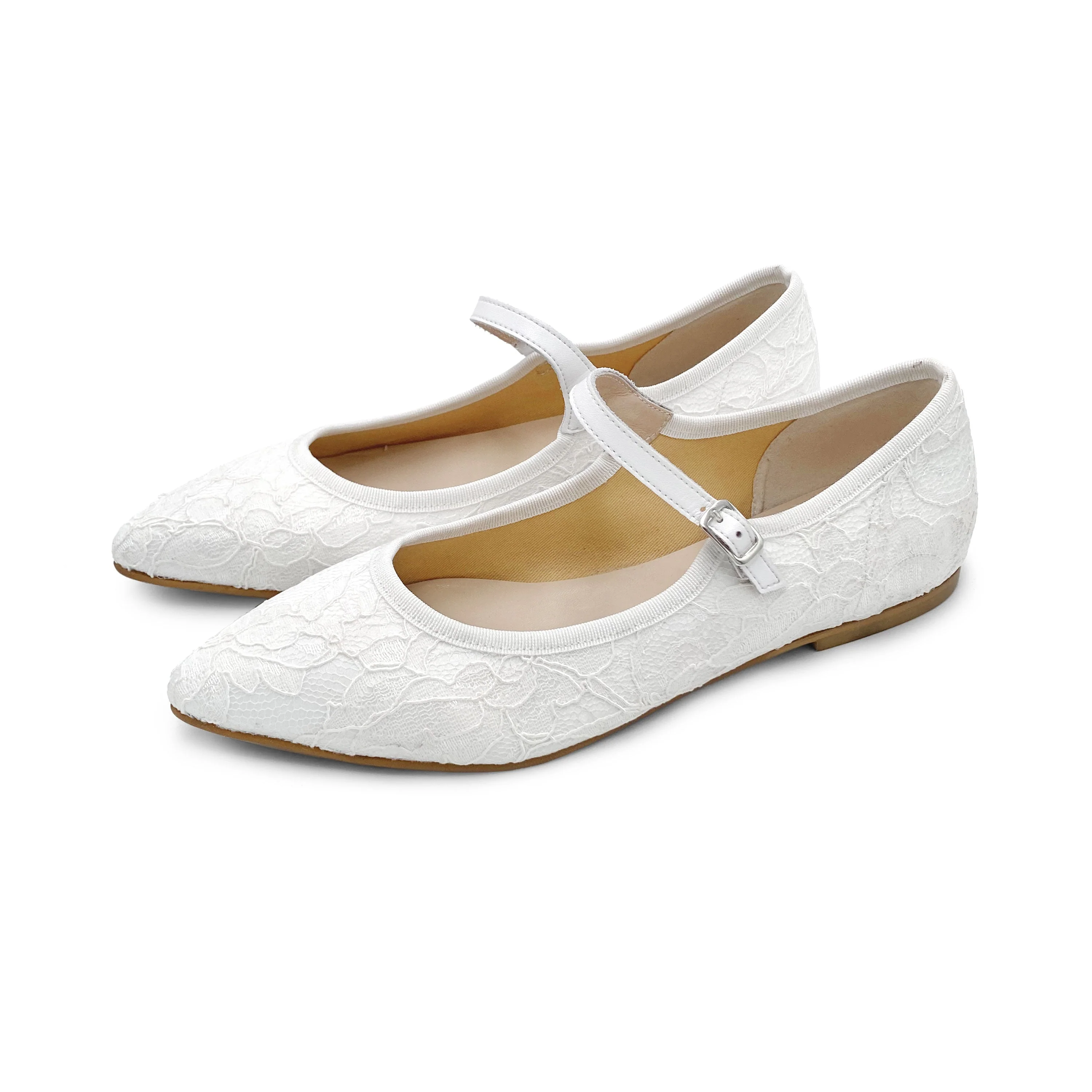 White lace bridal Mary Jane ballet flats - Image 5