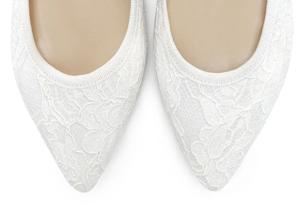White lace bridal Mary Jane ballet flats - Image 6