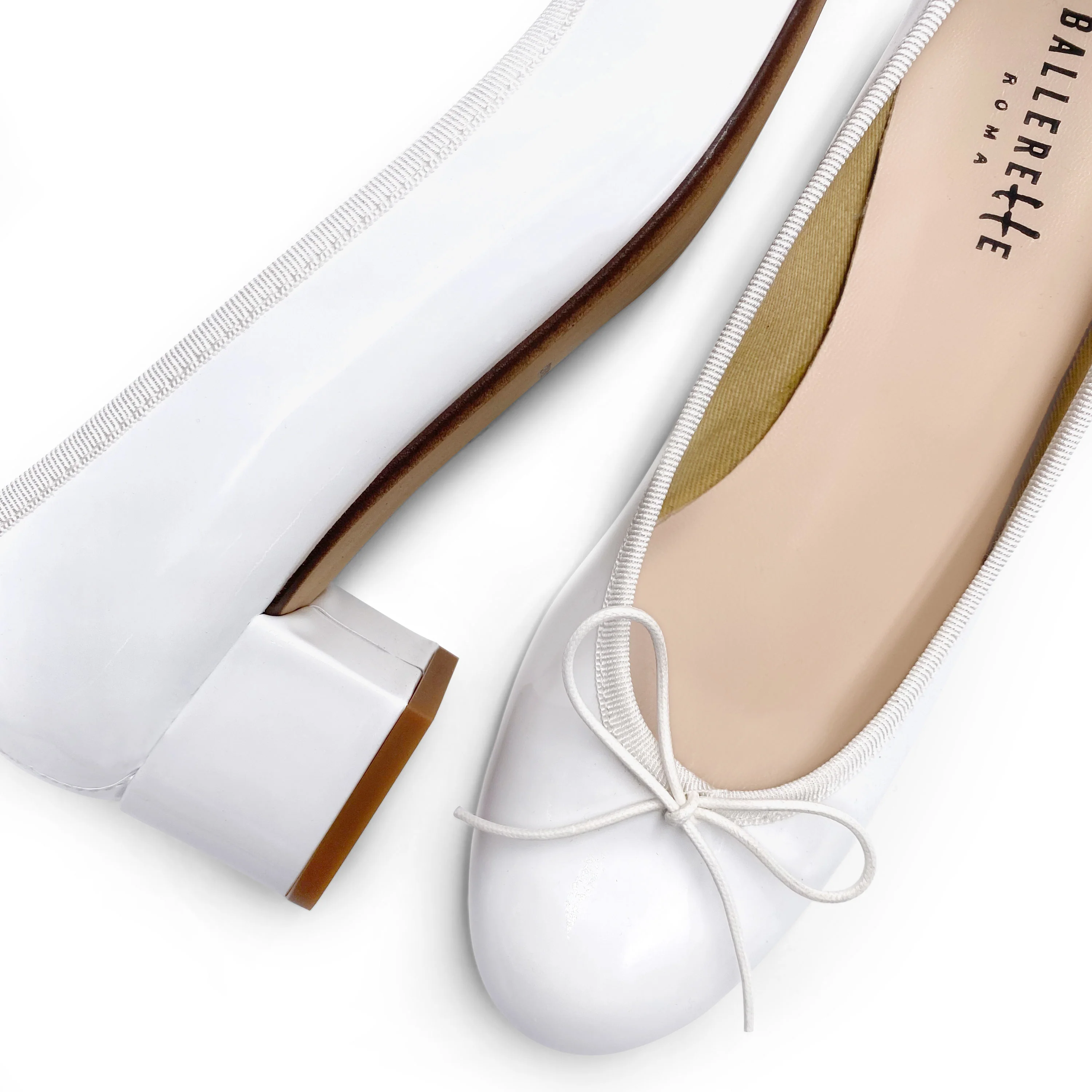 White patent ballerinas with high heels - Image 3
