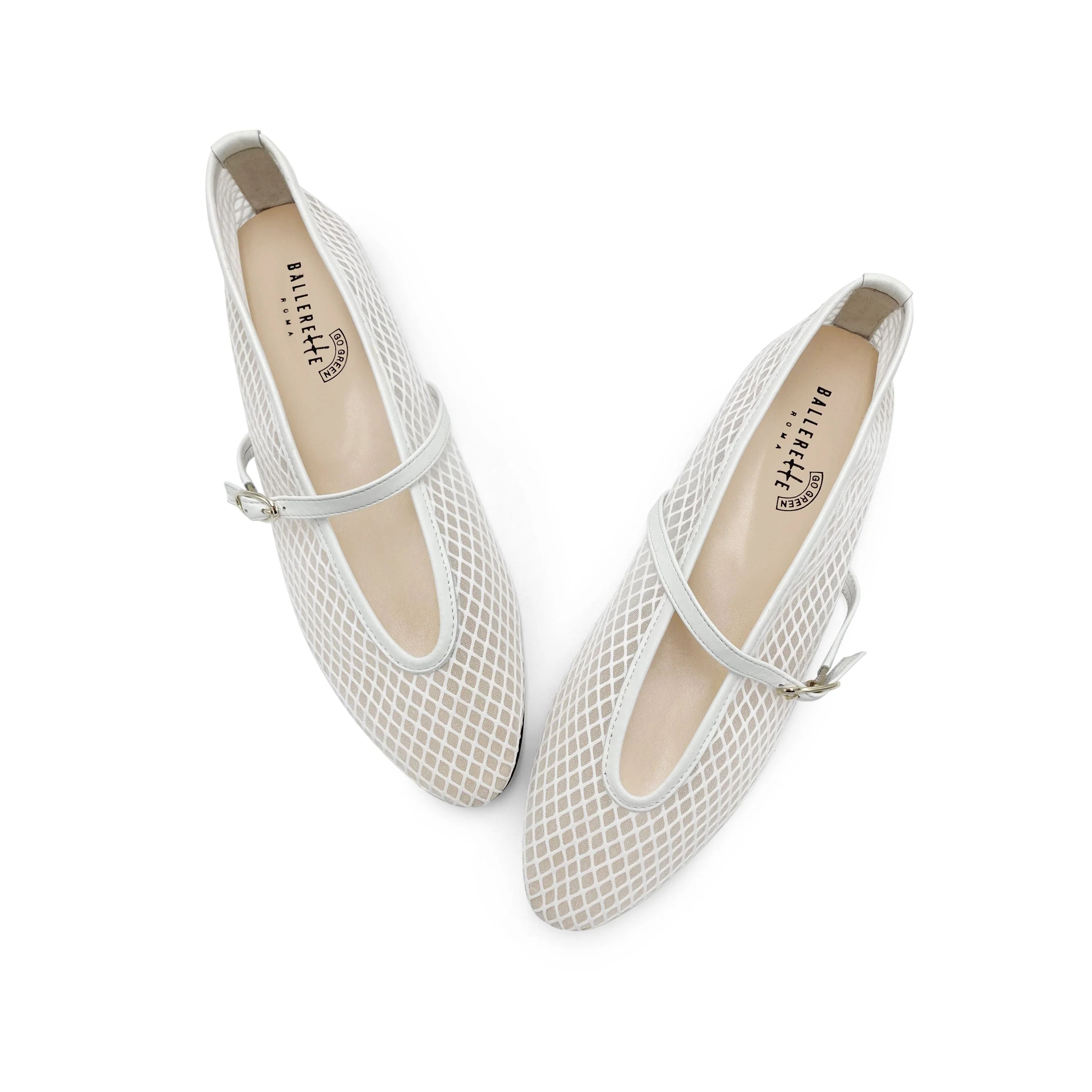 TT GO GREEN Collection - White transparent mesh ballet flats in eco recycled fabric - Image 2