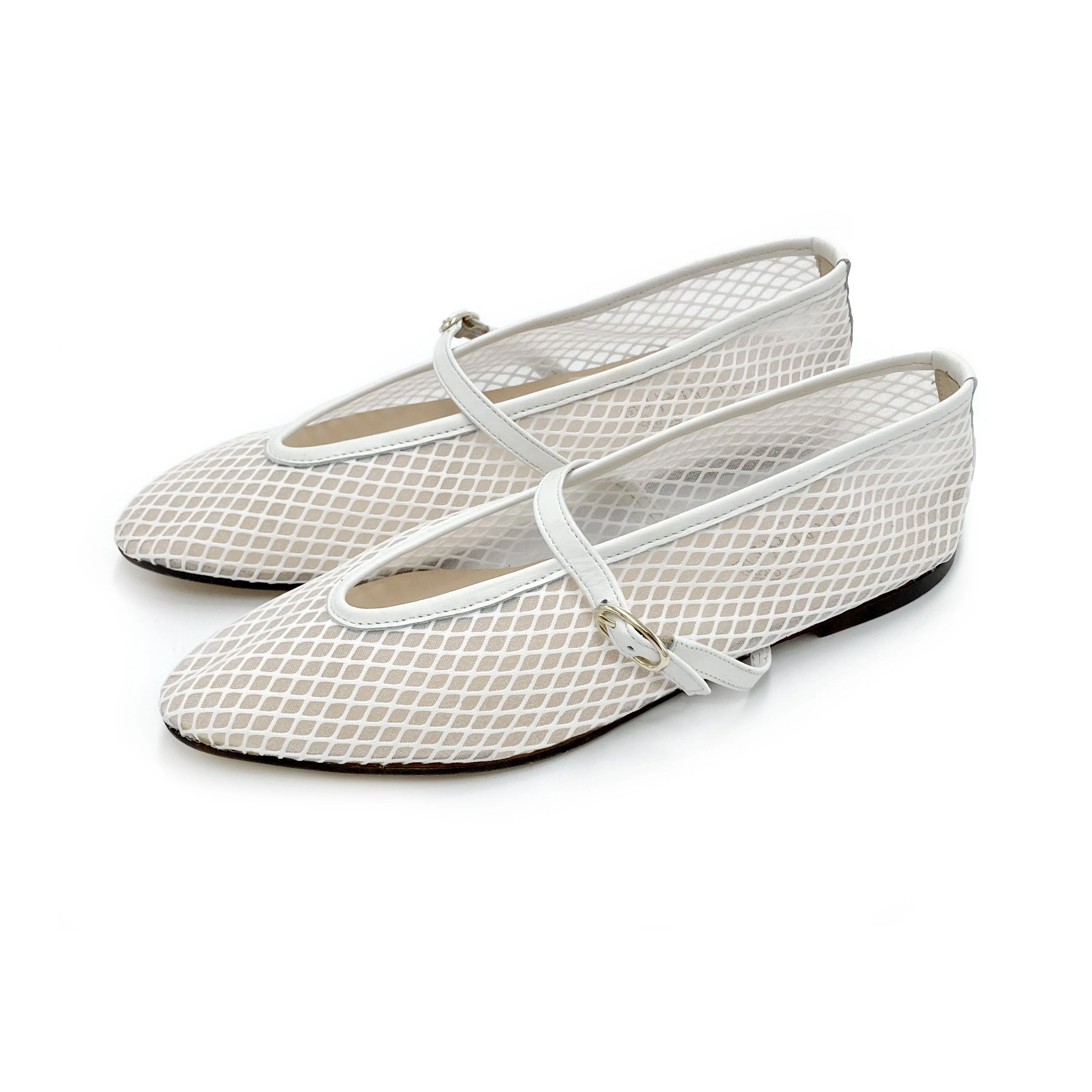 TT GO GREEN Collection - White transparent mesh ballet flats in eco recycled fabric - Image 4