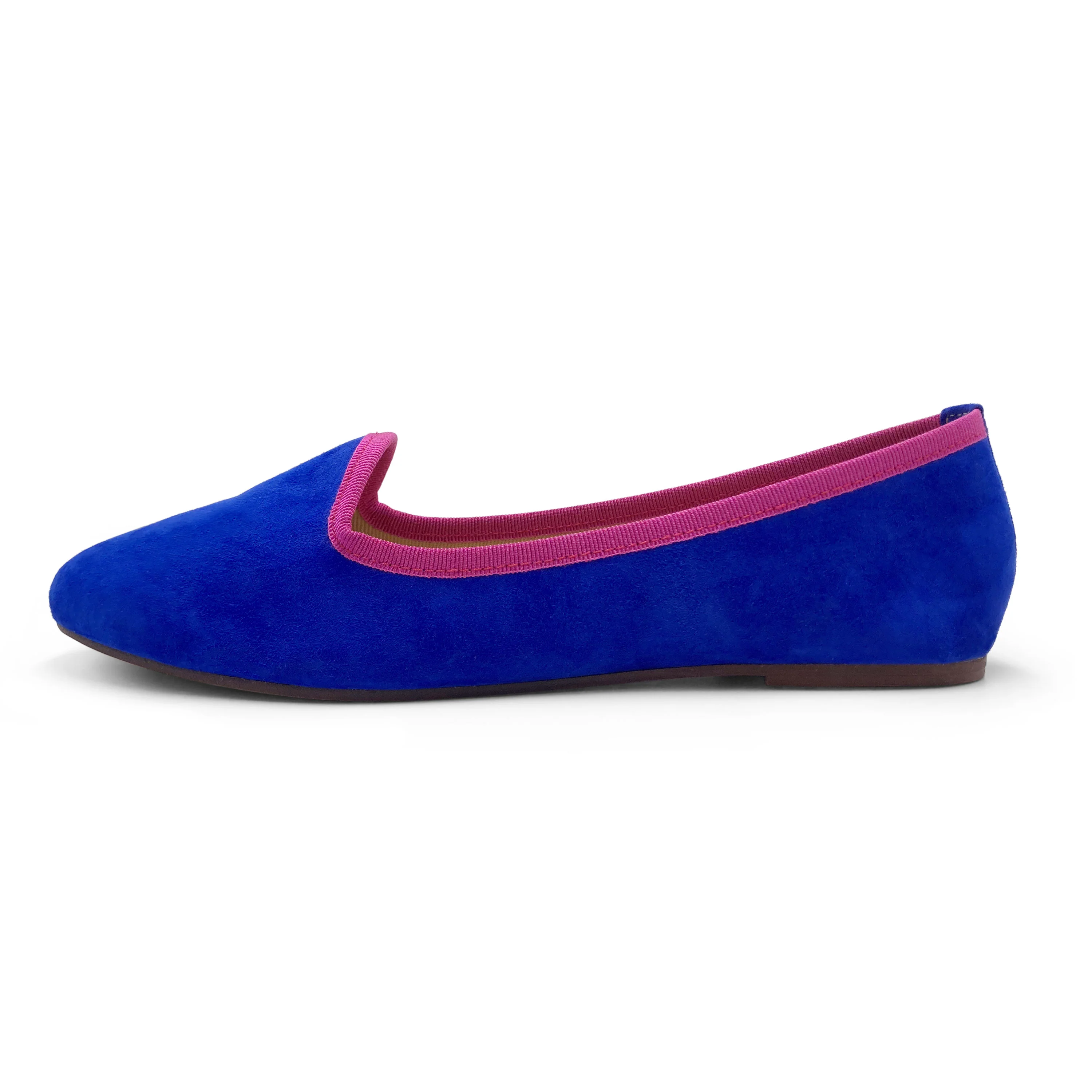 Women loafers in blue suede and fuchsia details - Image 3