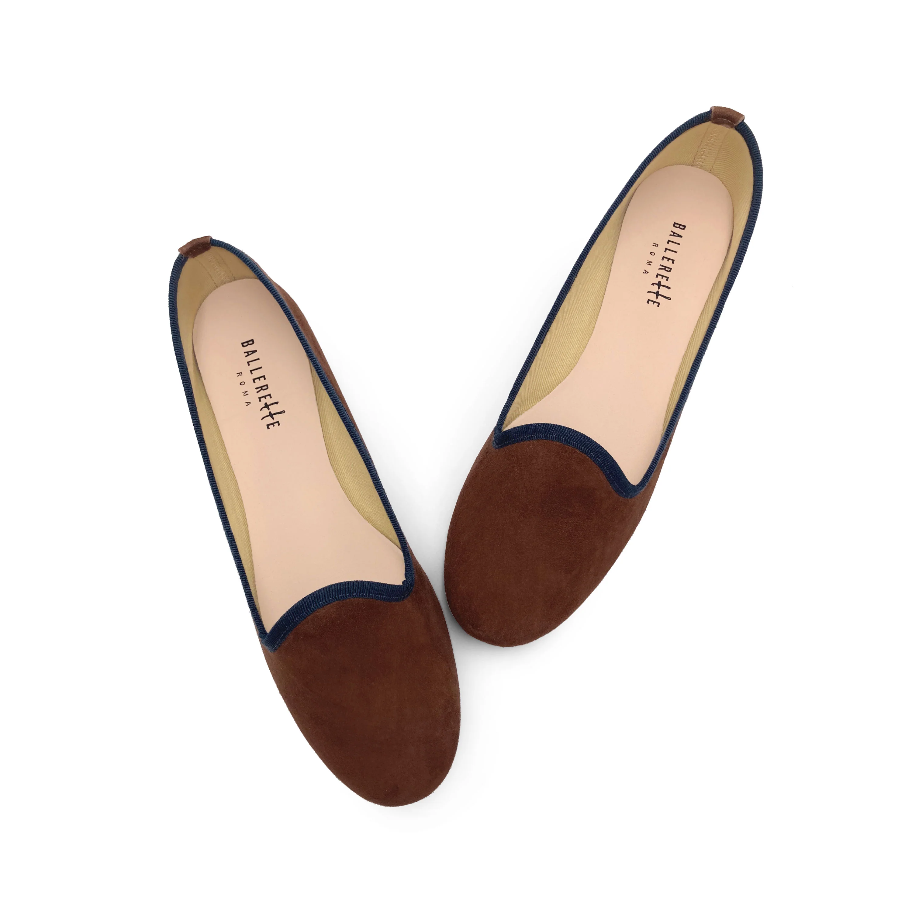 Women loafers in brown suede and blue details - Image 2