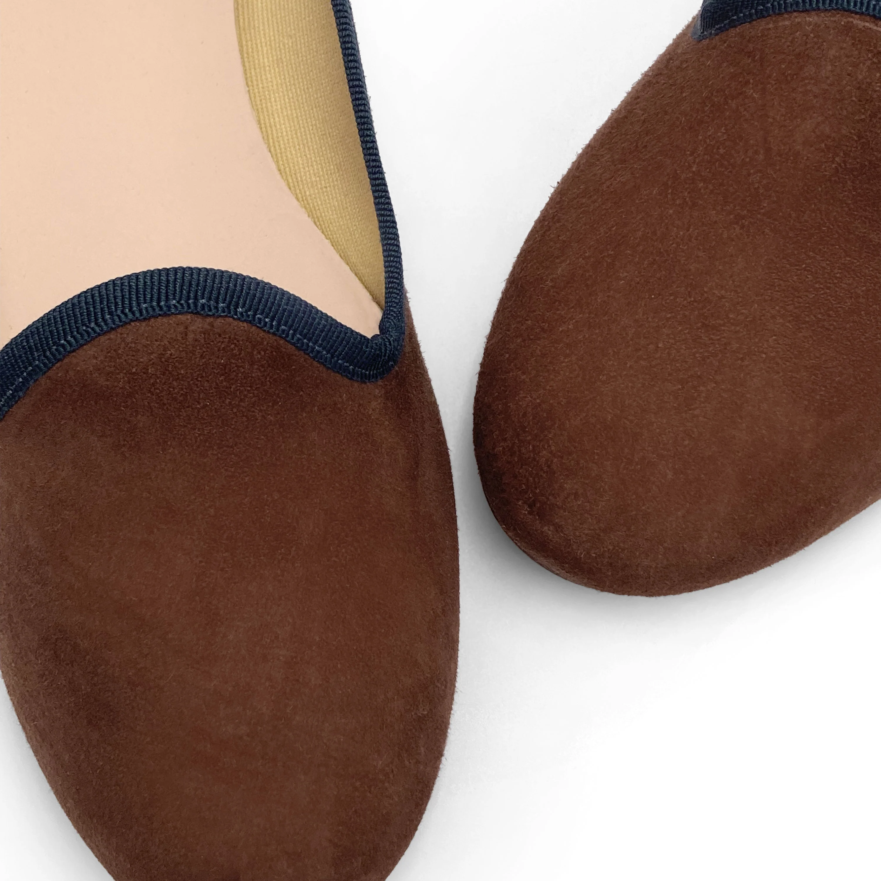 Women loafers in brown suede and blue details - Image 4