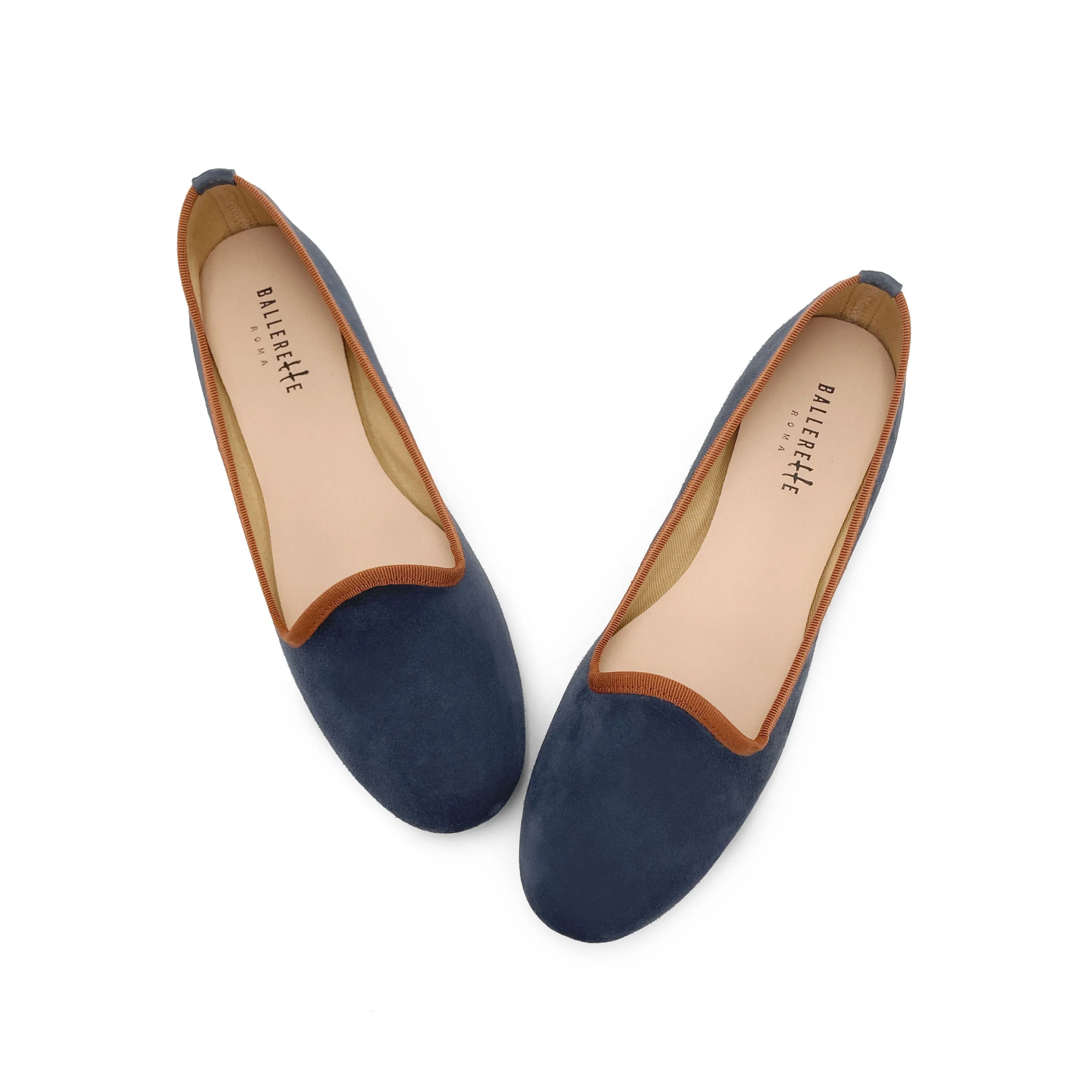 Women loafers in petrol blue suede with terracotta details - Image 2