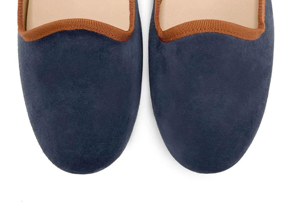 Women loafers in petrol blue suede with terracotta details - Image 5