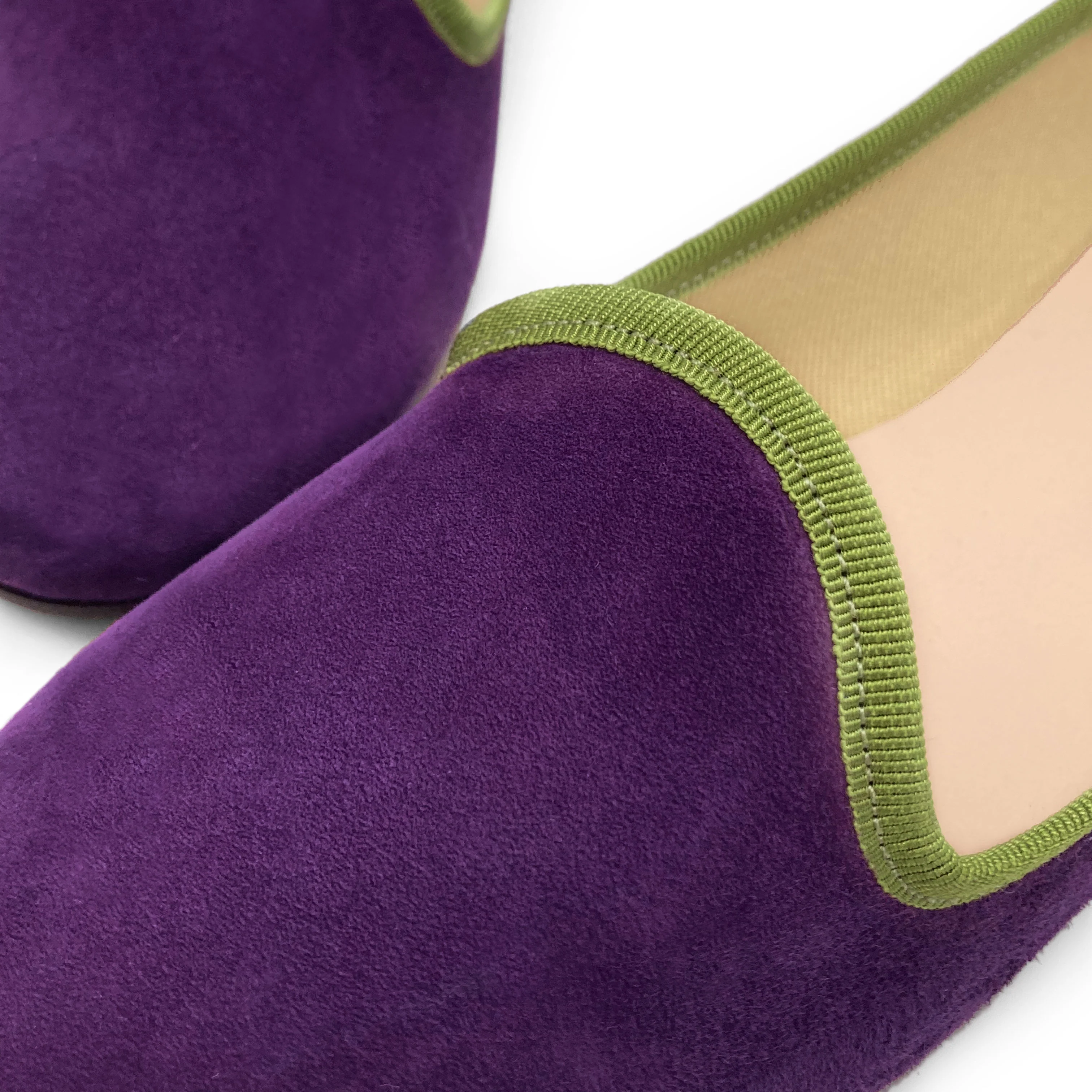 Women loafers in purple suede and green details - Image 4