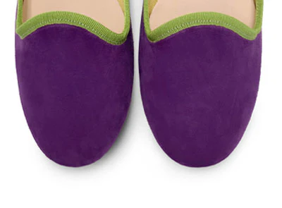 Women loafers in purple suede and green details - Image 5