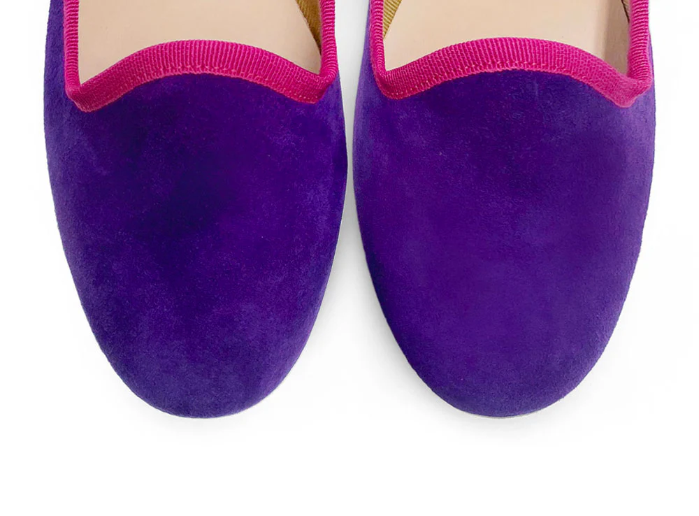Women loafers in purple suede with fuchsia details - Image 5