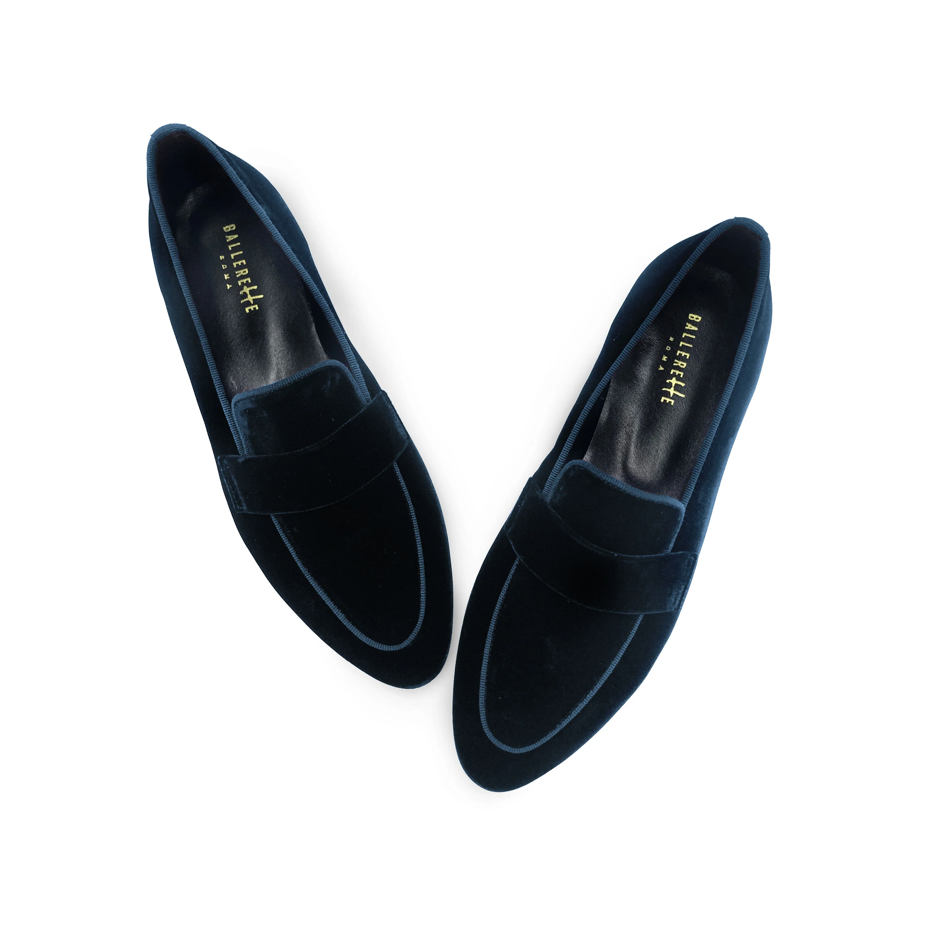 Women moccasins in blue velvet - Image 2