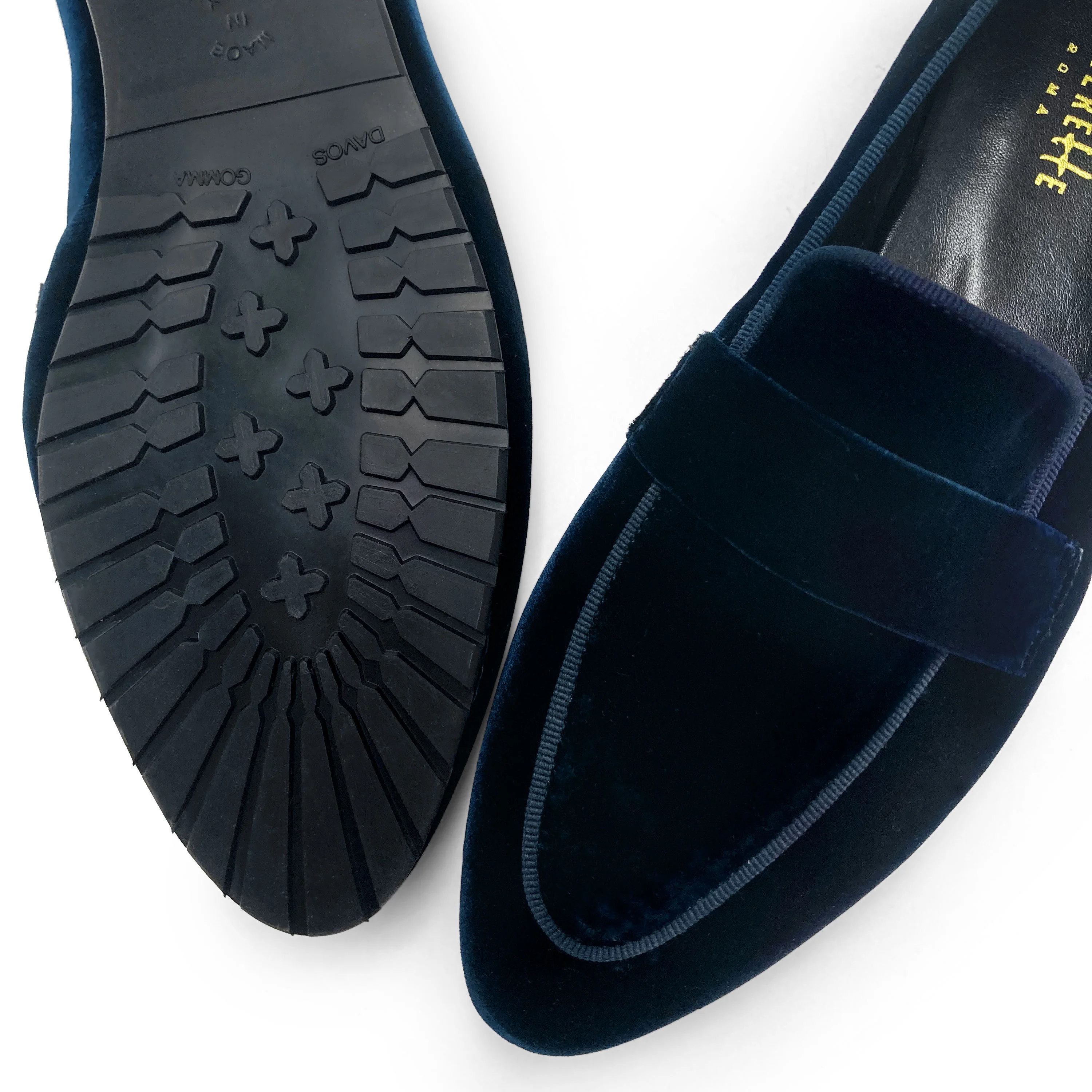 Women moccasins in blue velvet - Image 3