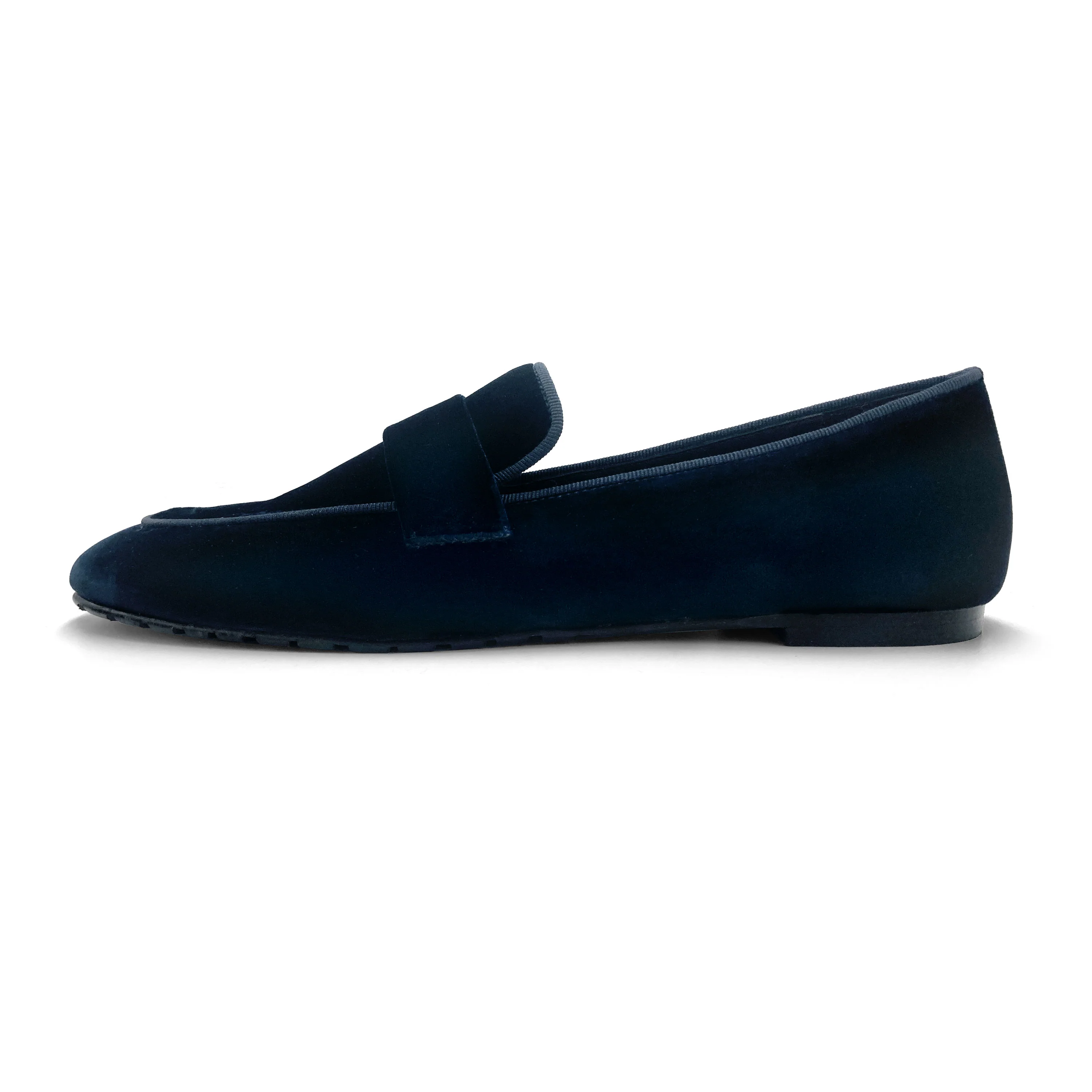 Women moccasins in blue velvet - Image 4