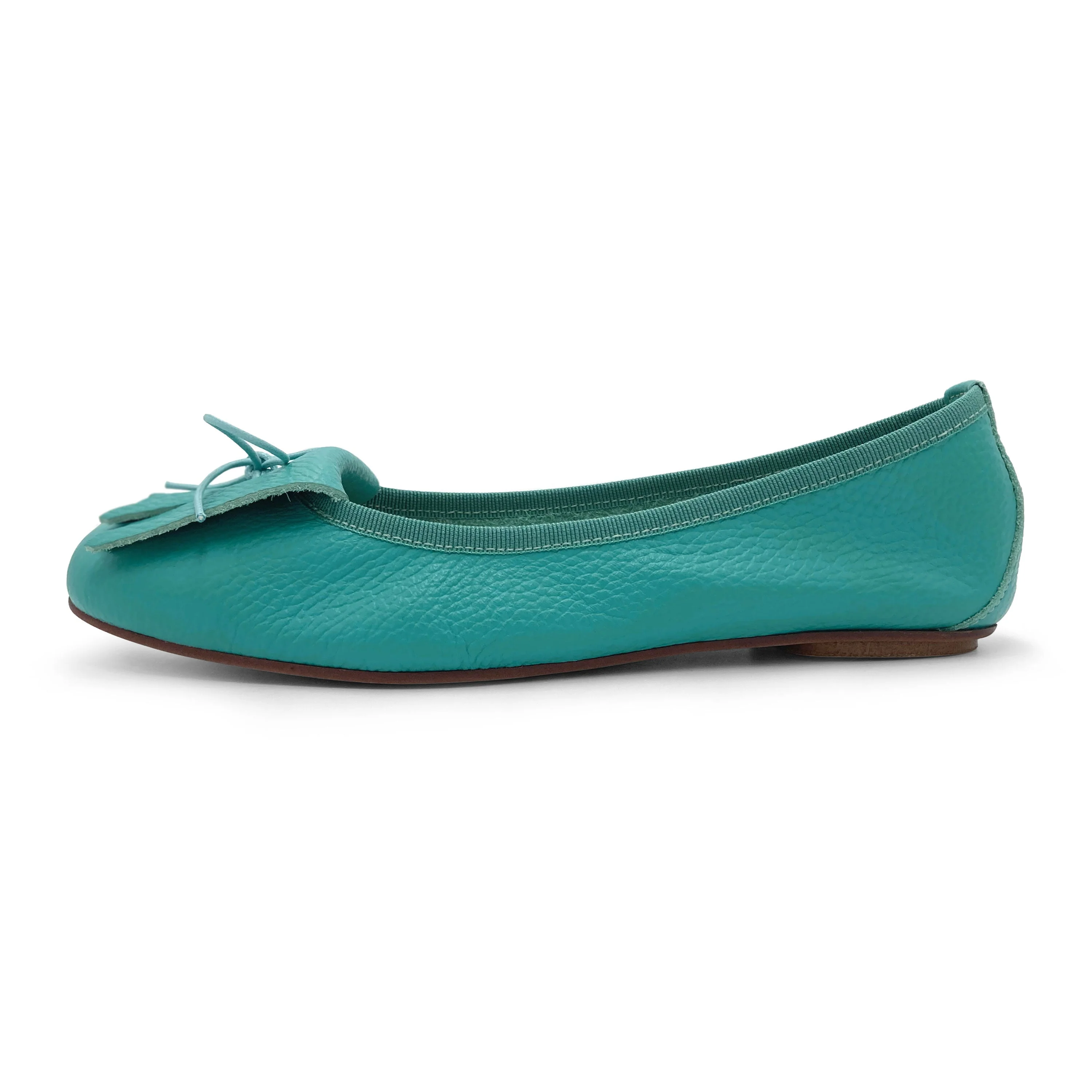 Women's aqua blue leather moccasins with fringes - Image 4