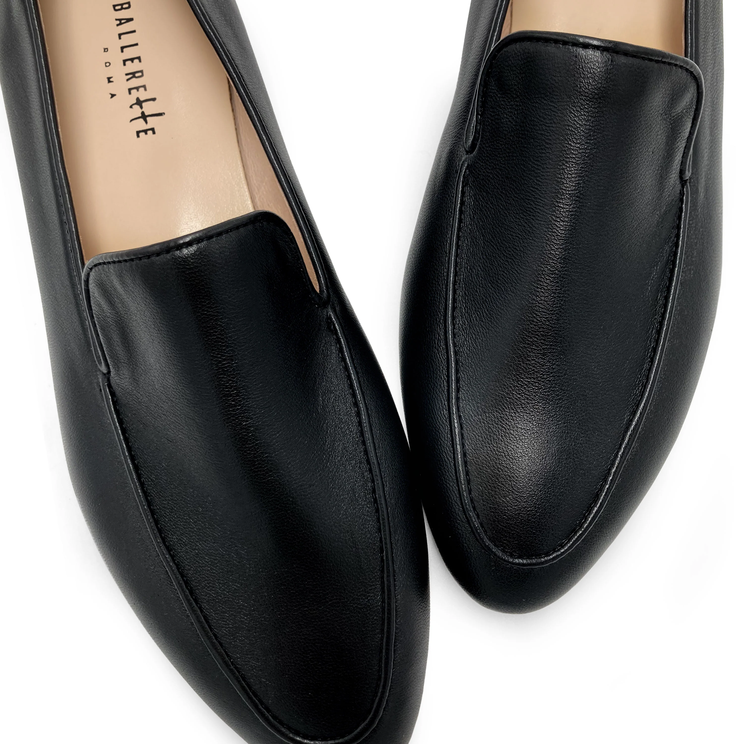 Women's black leather moccasins - Image 3