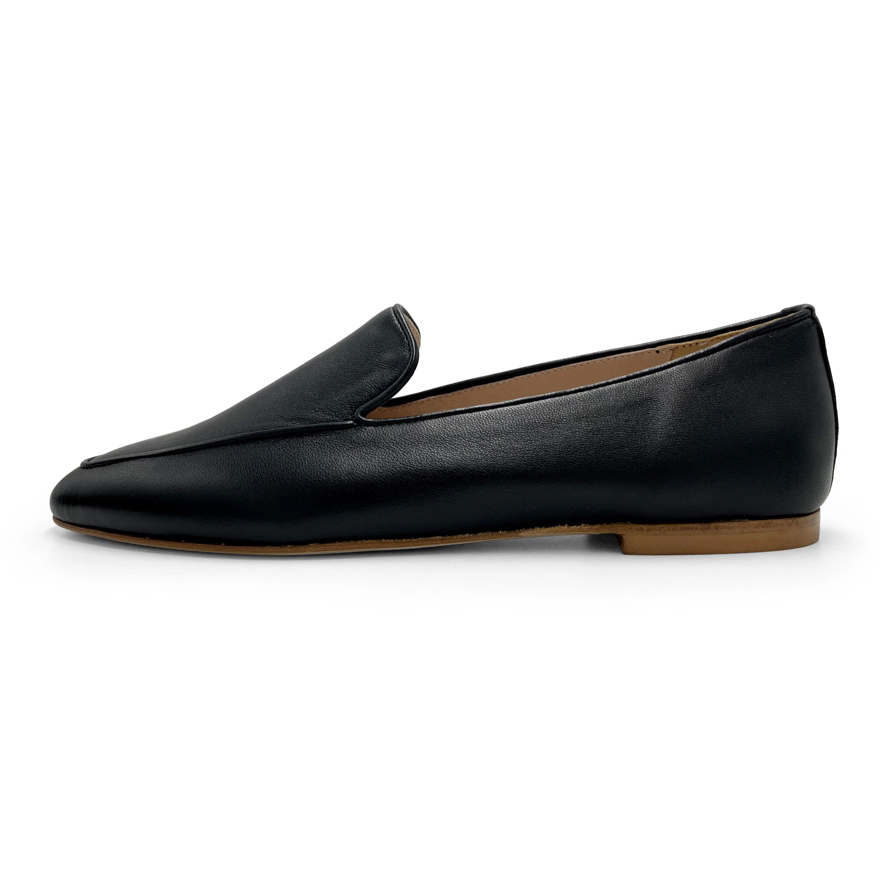 Women's black leather moccasins - Image 4