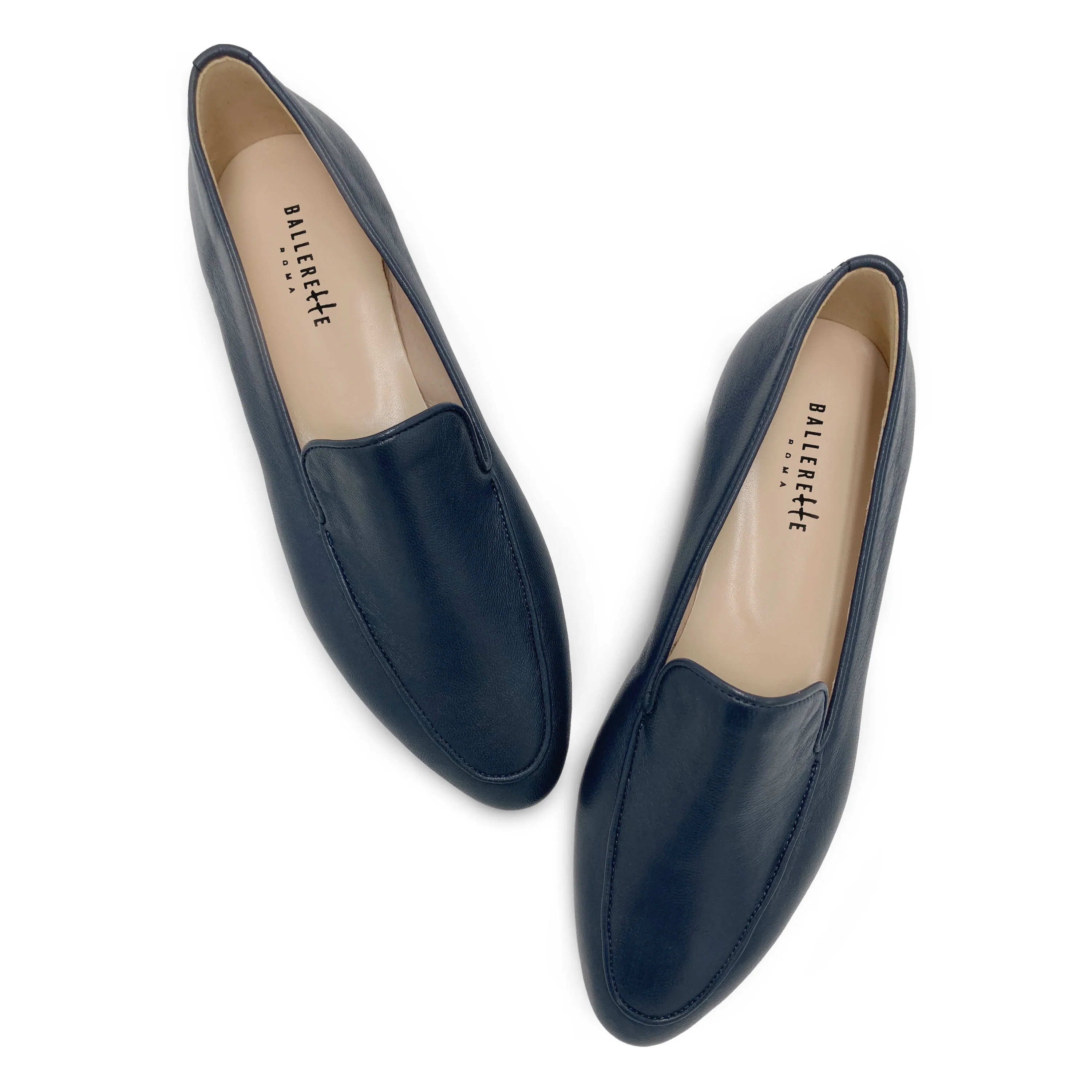 Women's blue leather moccasins - Image 2