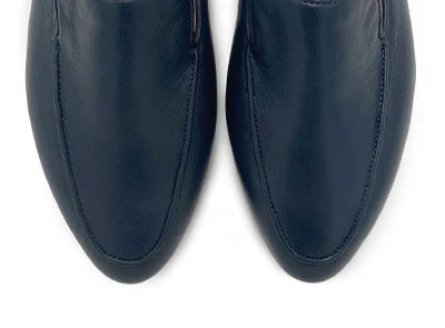 Women's blue leather moccasins - Image 5