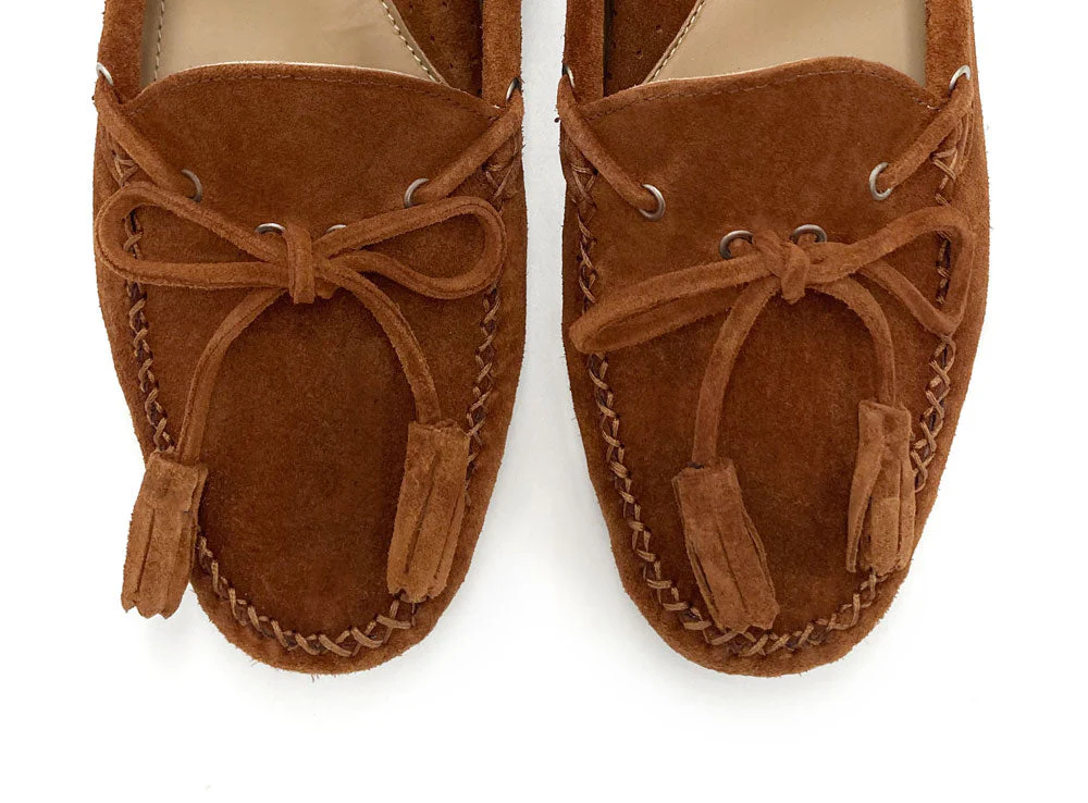 Women’s leather brown moccasins with beads - Image 5