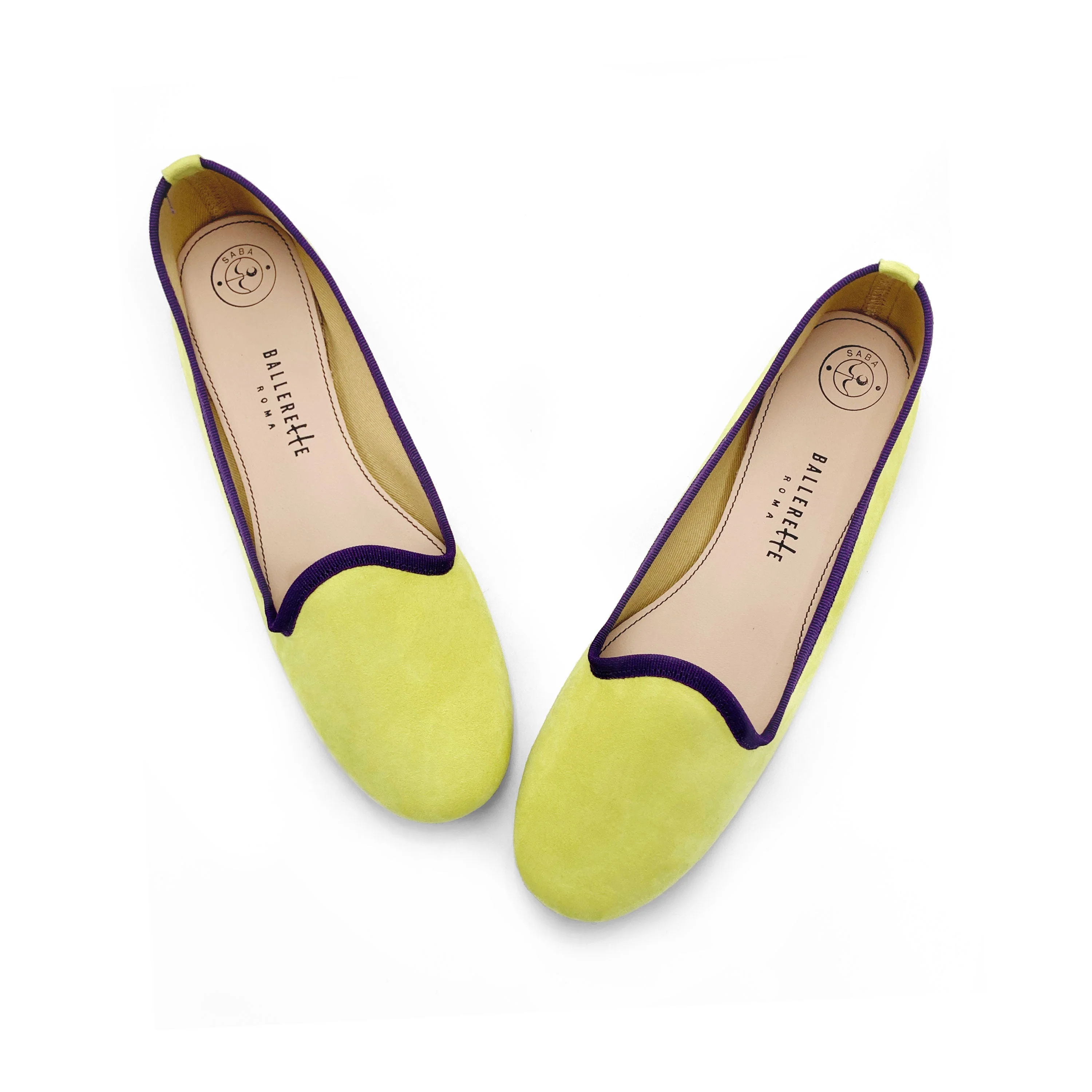 Women’s loafers in lime suede with purple details - Image 2
