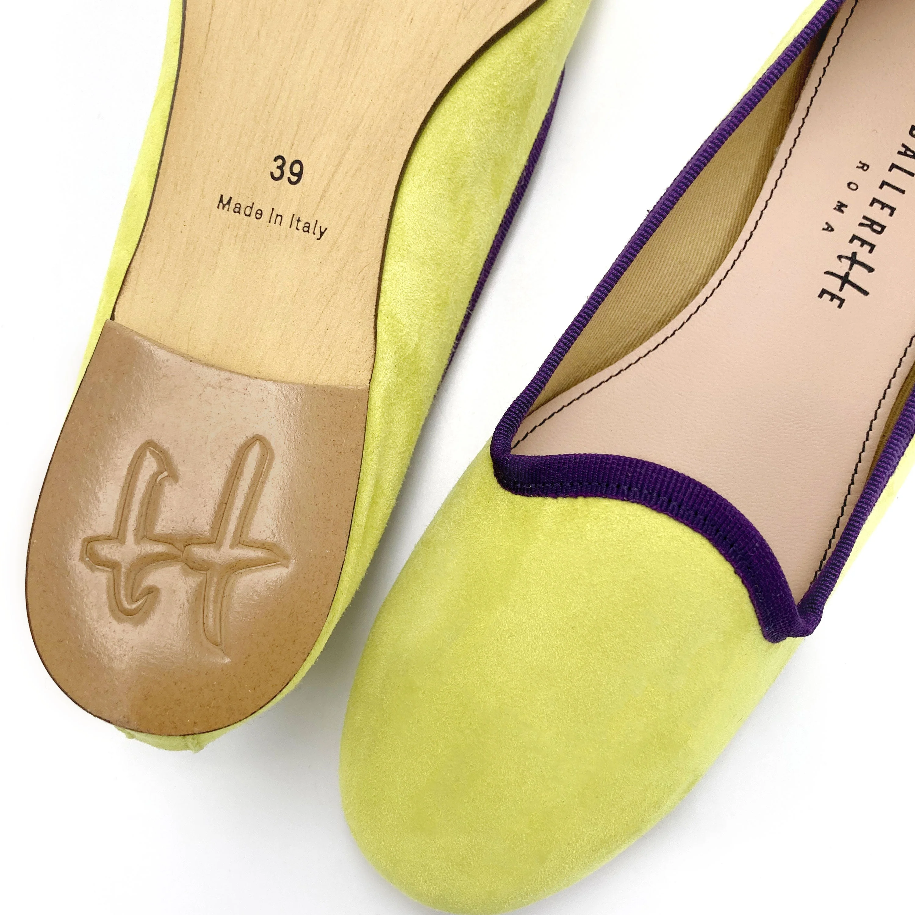 Women’s loafers in lime suede with purple details - Image 4