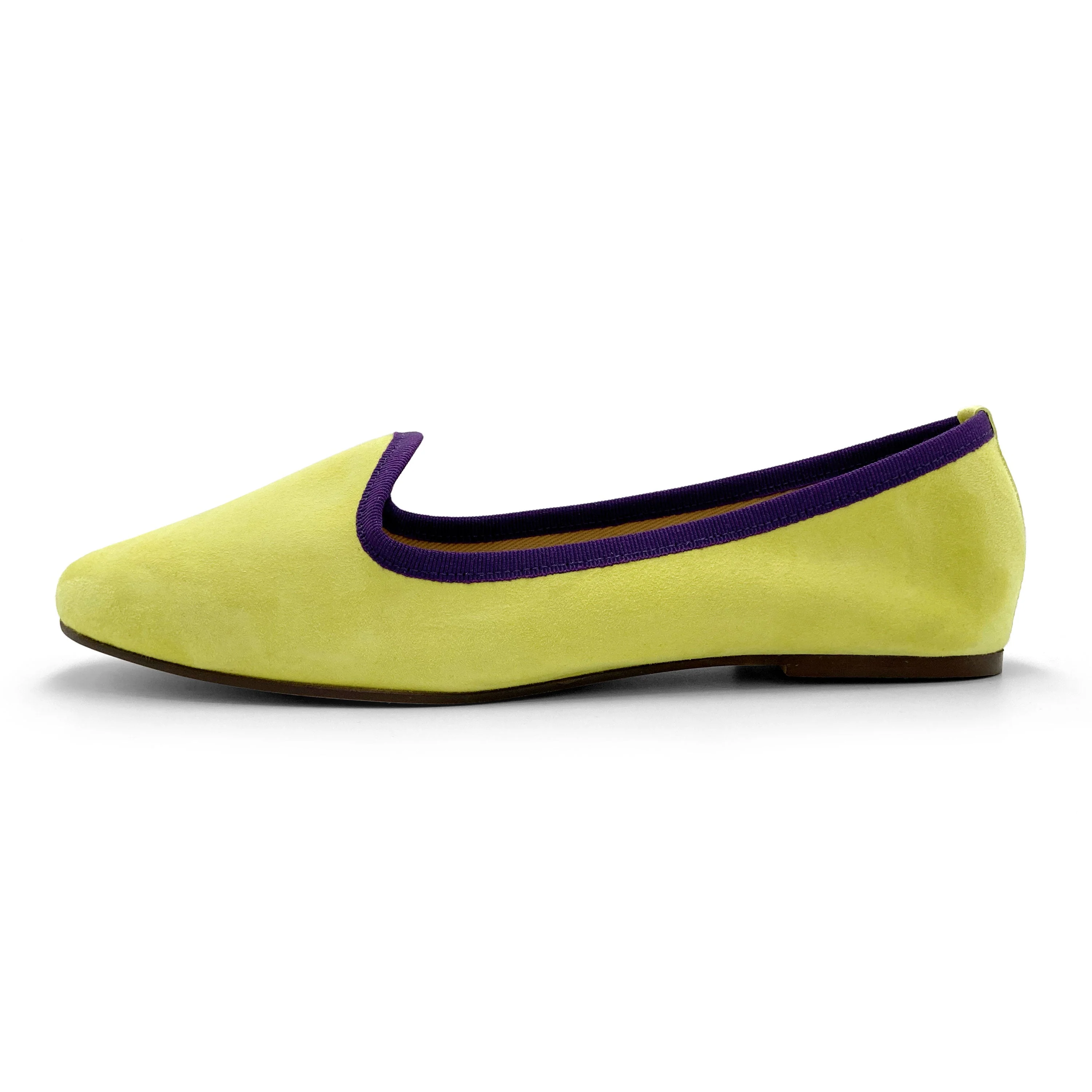 Women’s loafers in lime suede with purple details - Image 5