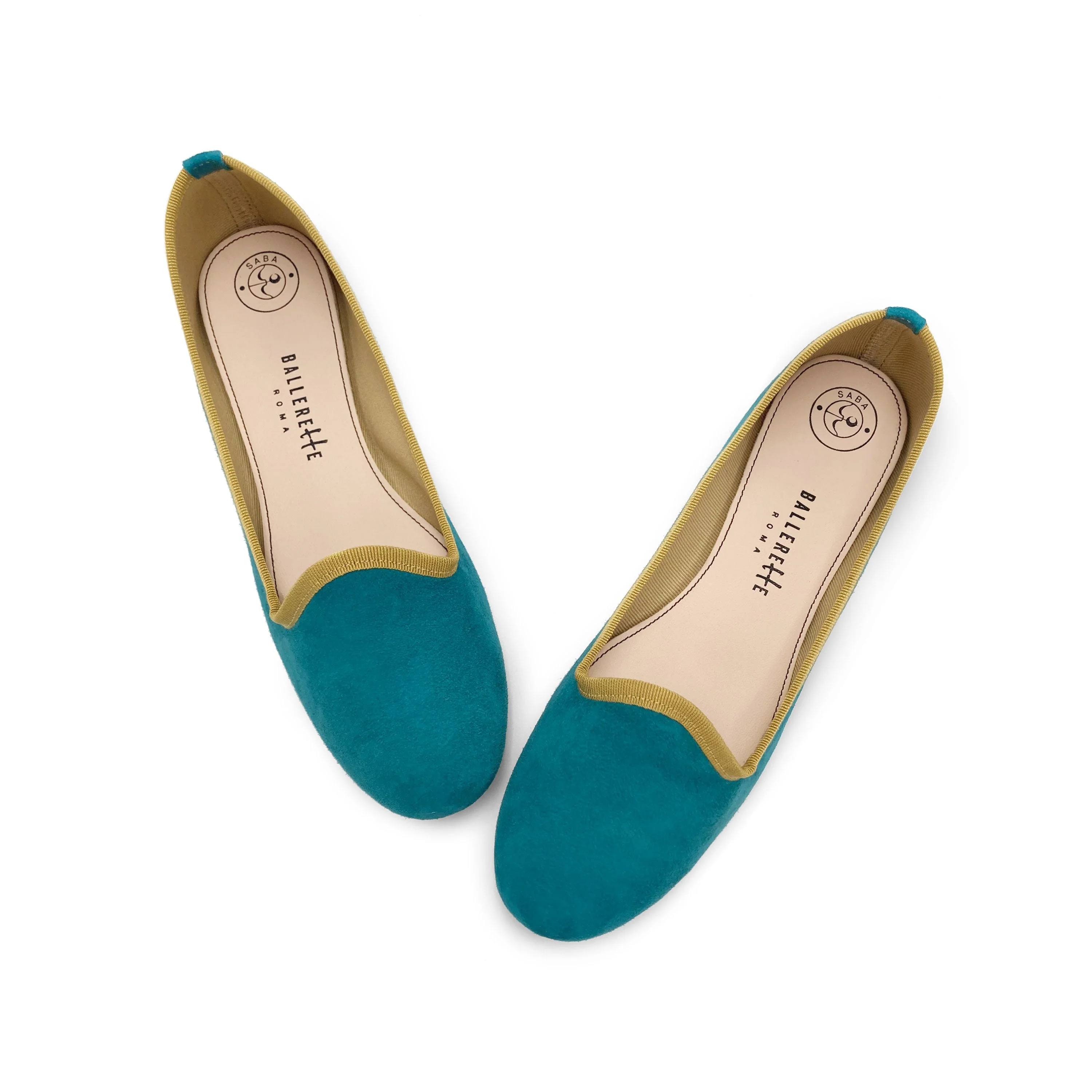 Women’s loafers in petrol blue suede with mustard details - Image 2