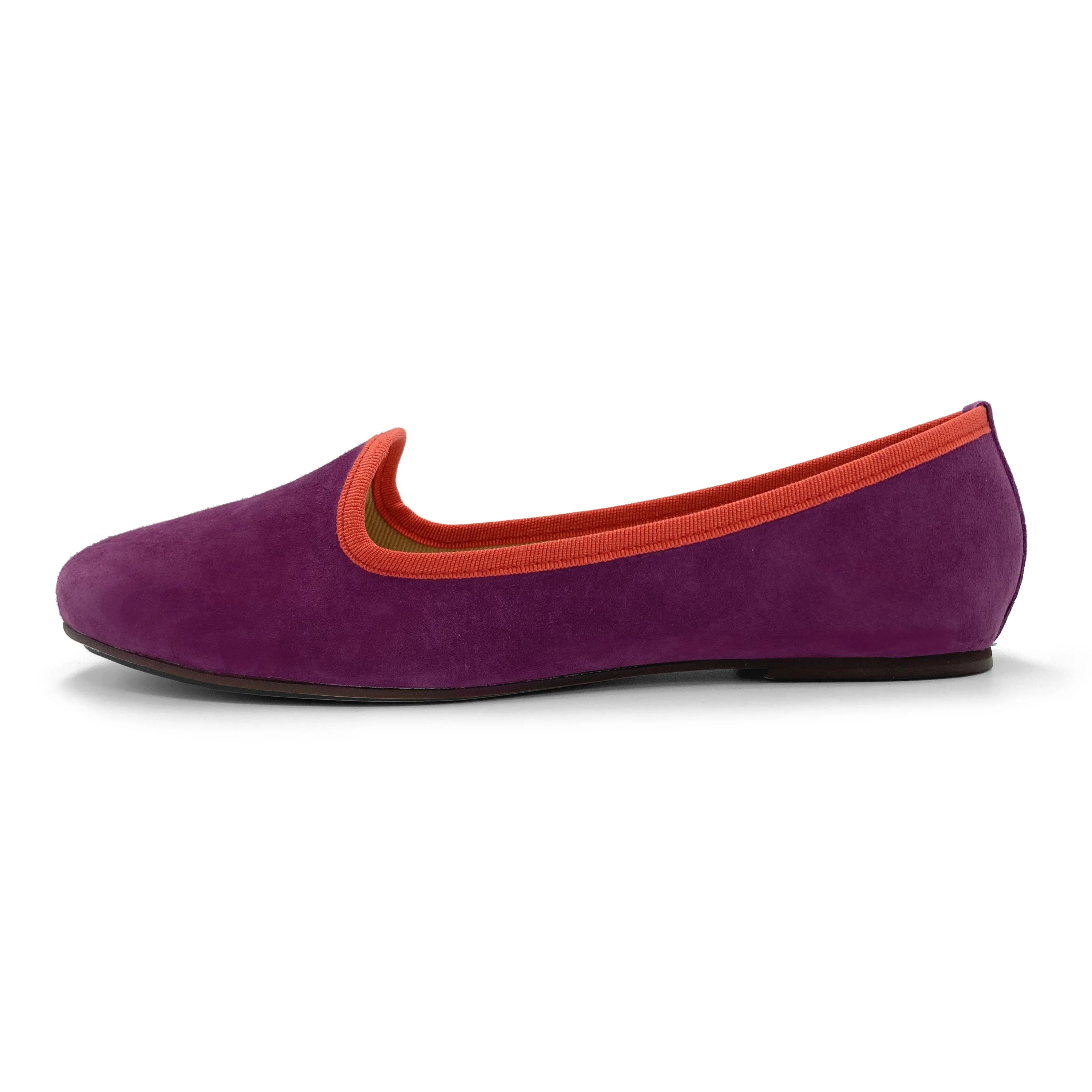 Women’s loafers in strawberry suede with orange details - Image 4