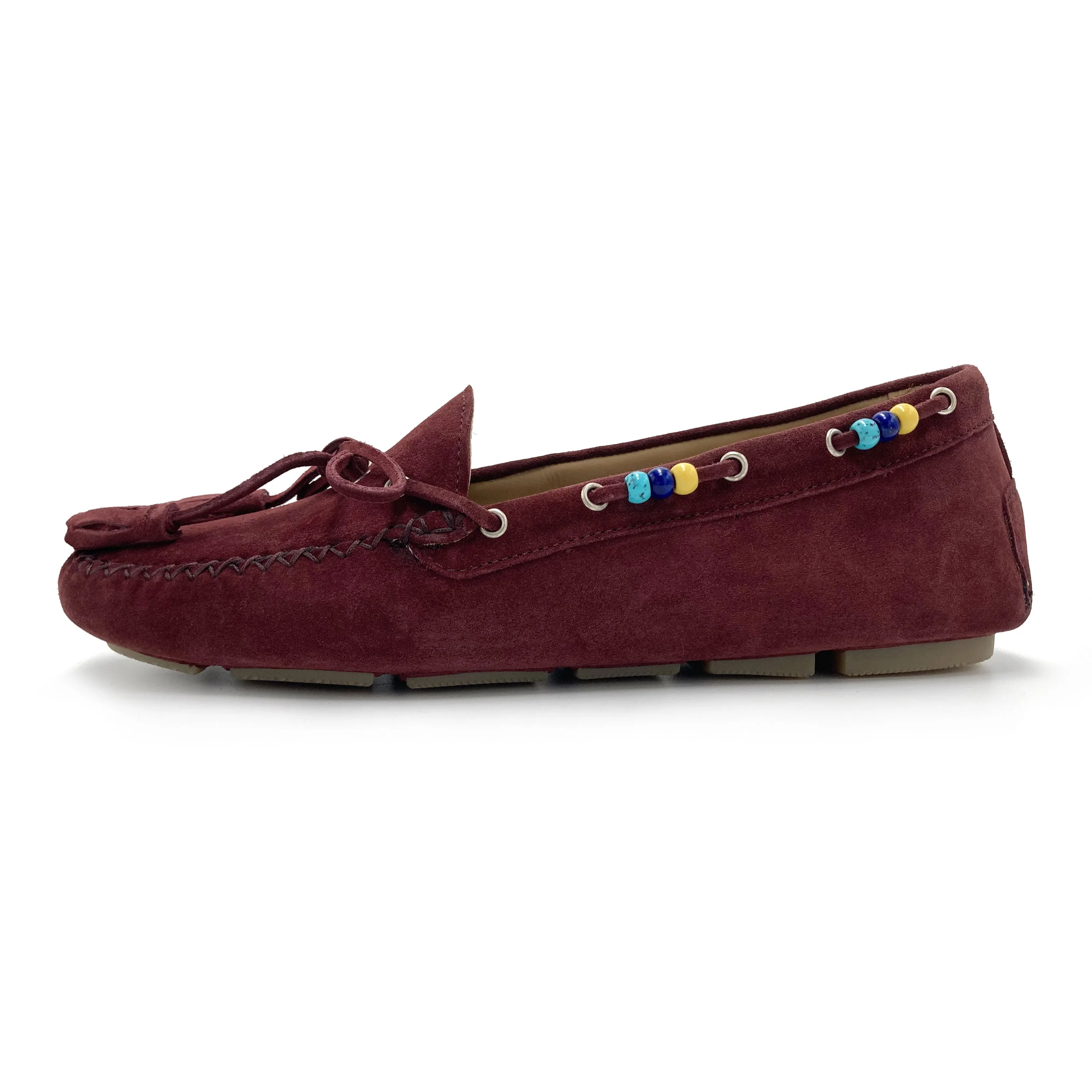 Women’s plum purple moccasins with beads - Image 4