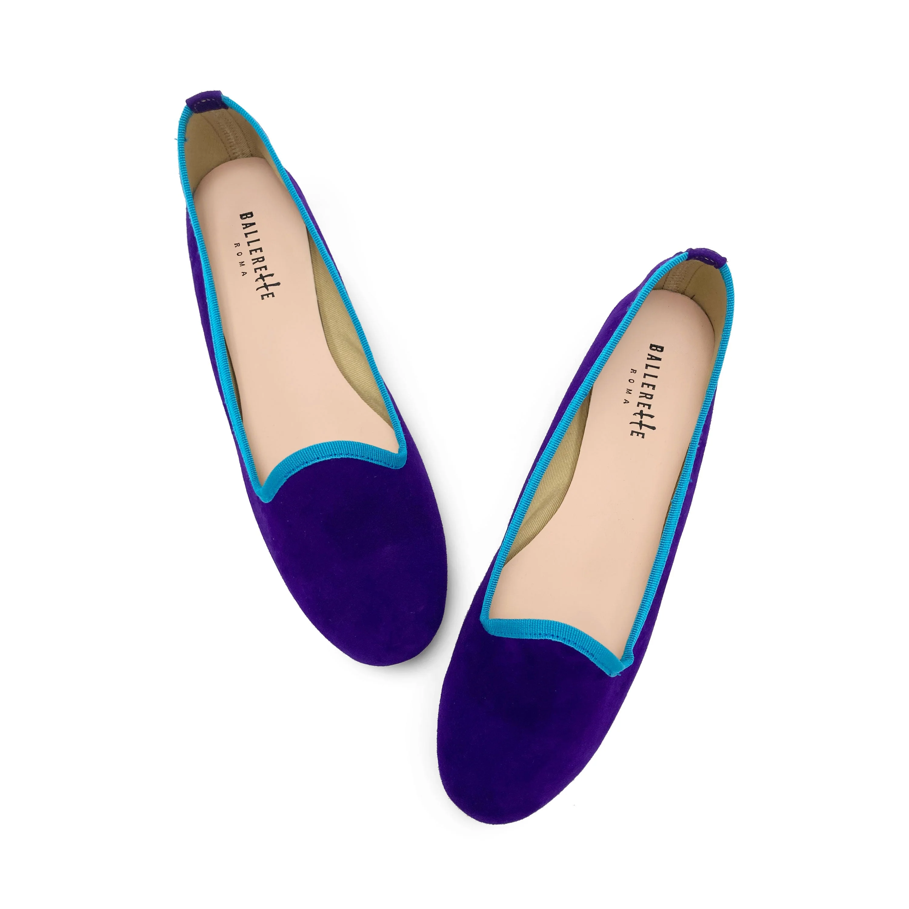 Women's purple suede loafers with turquoise details - Image 2