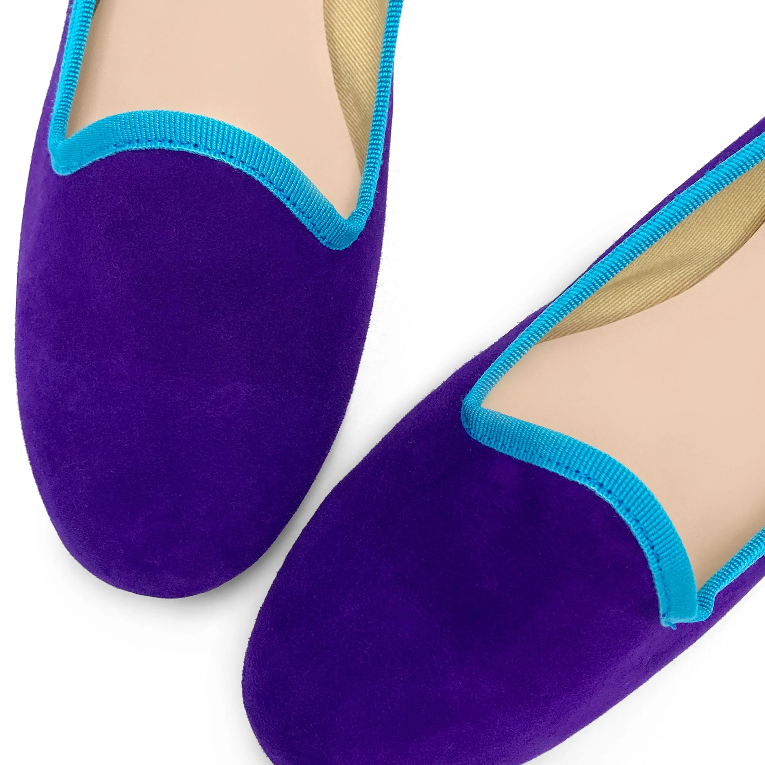 Women's purple suede loafers with turquoise details - Image 3
