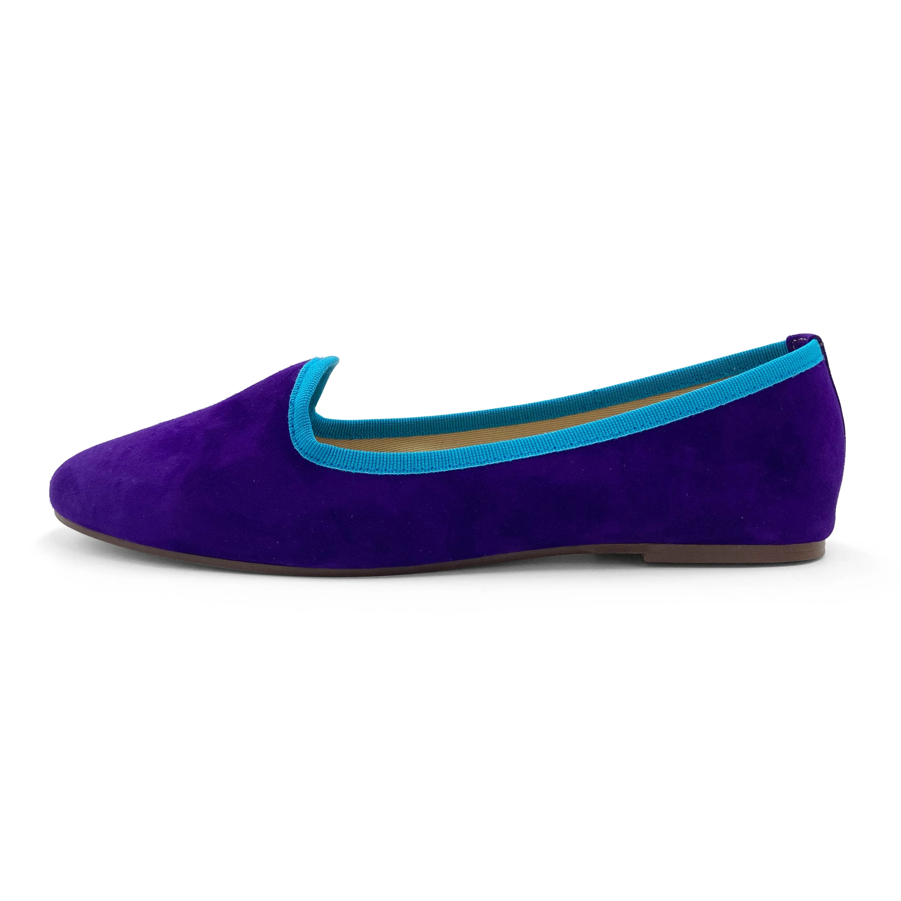 Women's purple suede loafers with turquoise details - Image 4