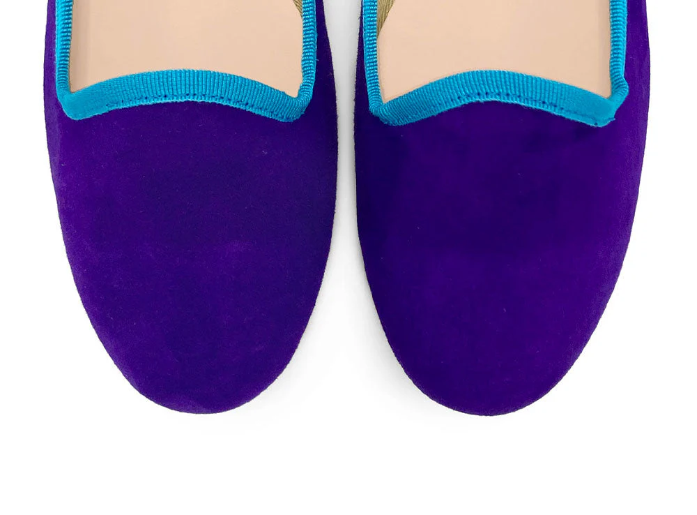 Women's purple suede loafers with turquoise details - Image 5