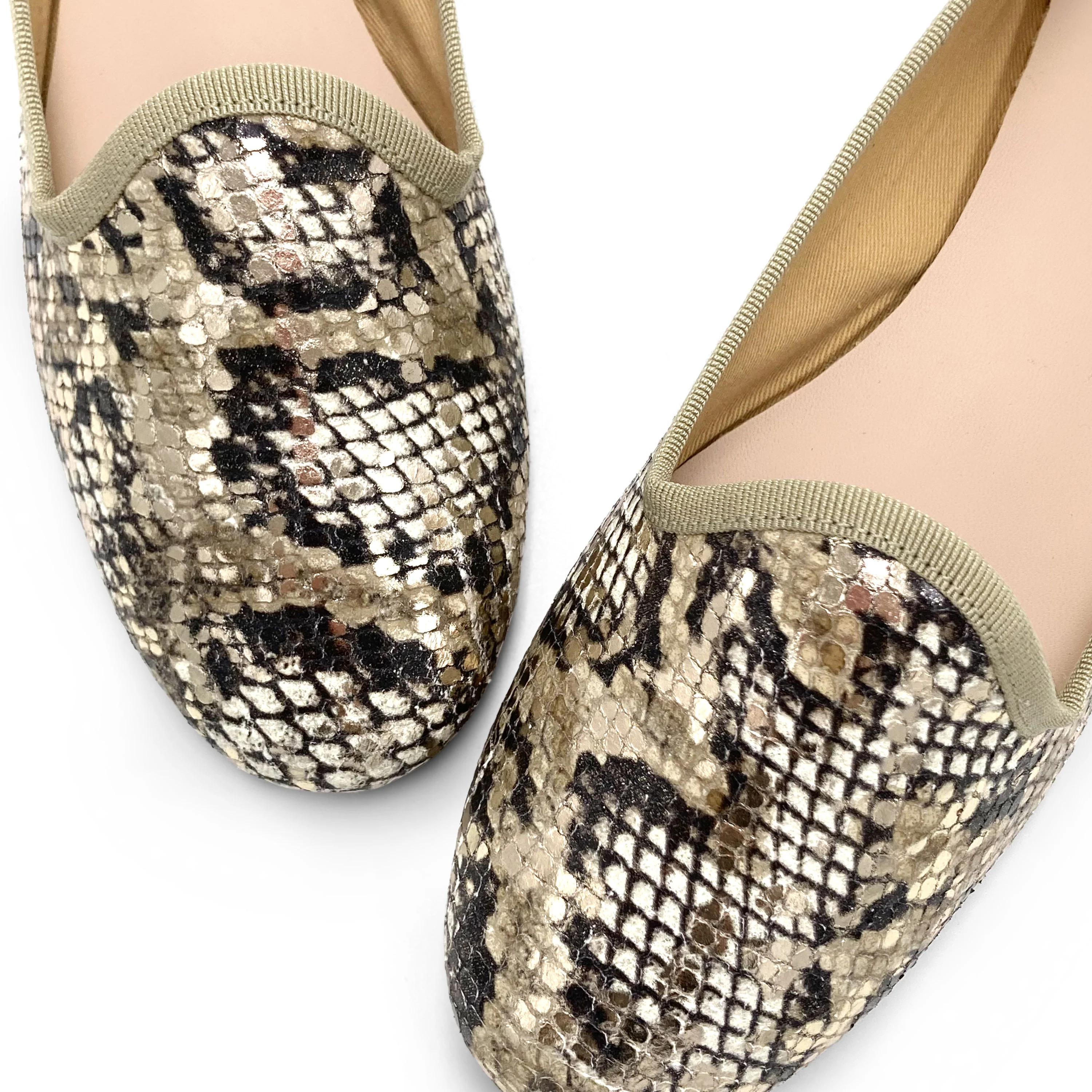 Women’s Snake Print Leather Loafers - Image 3