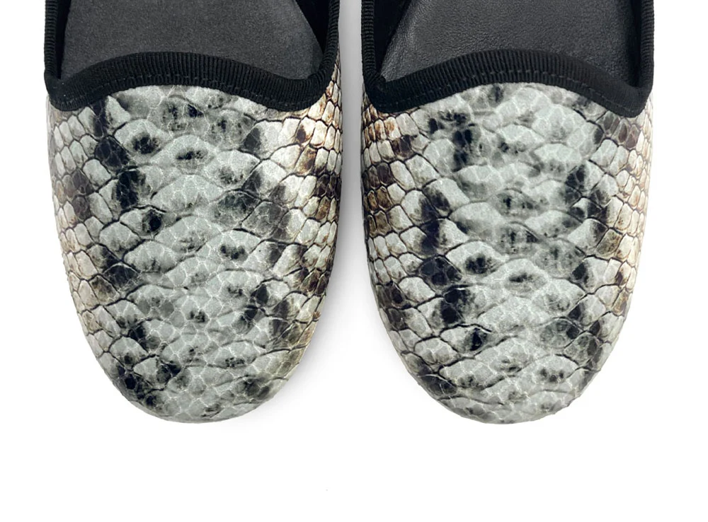 Women’s Snake Print Leather Loafers - Image 6
