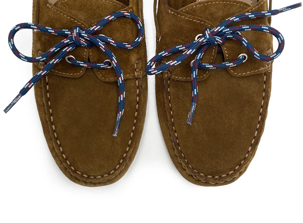 Women’s summer boat moccasins in muddy green suede with nautical lace - Image 5