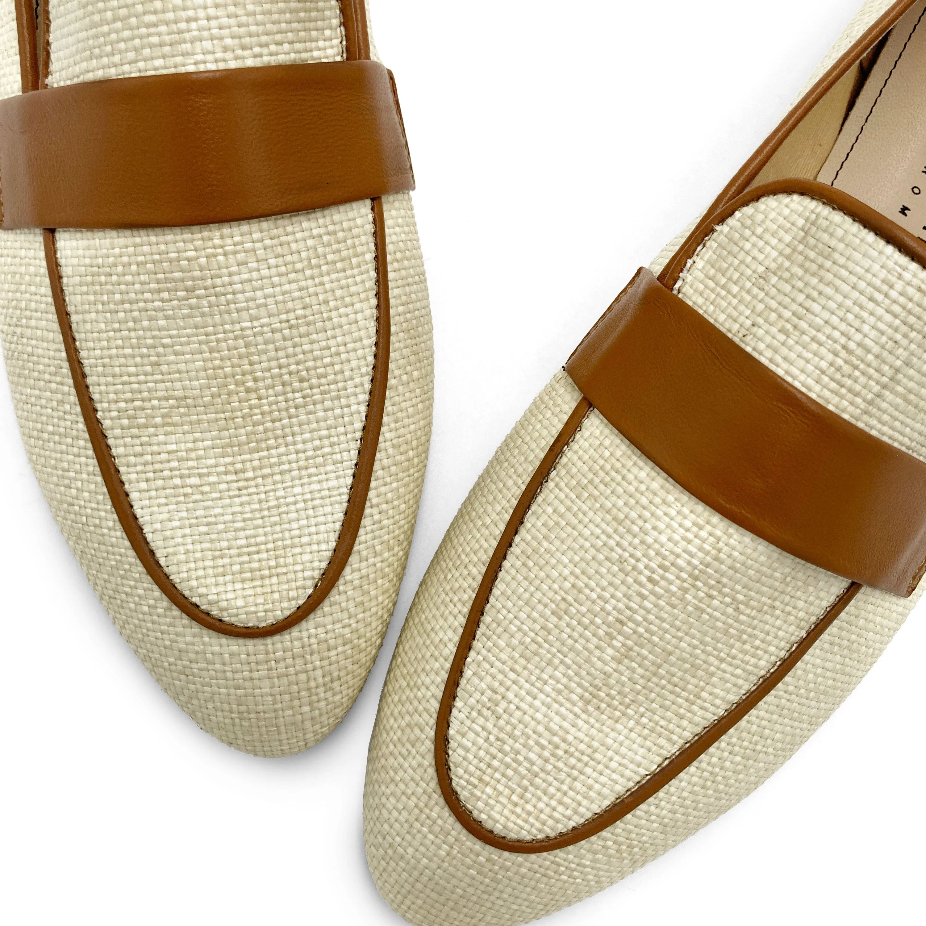 Women's summer moccasin in beige raffia - Image 3