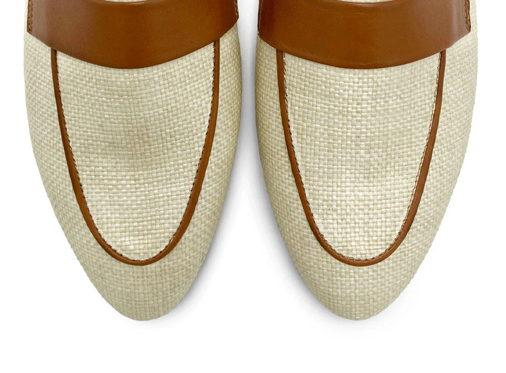 Women's summer moccasin in beige raffia - Image 5