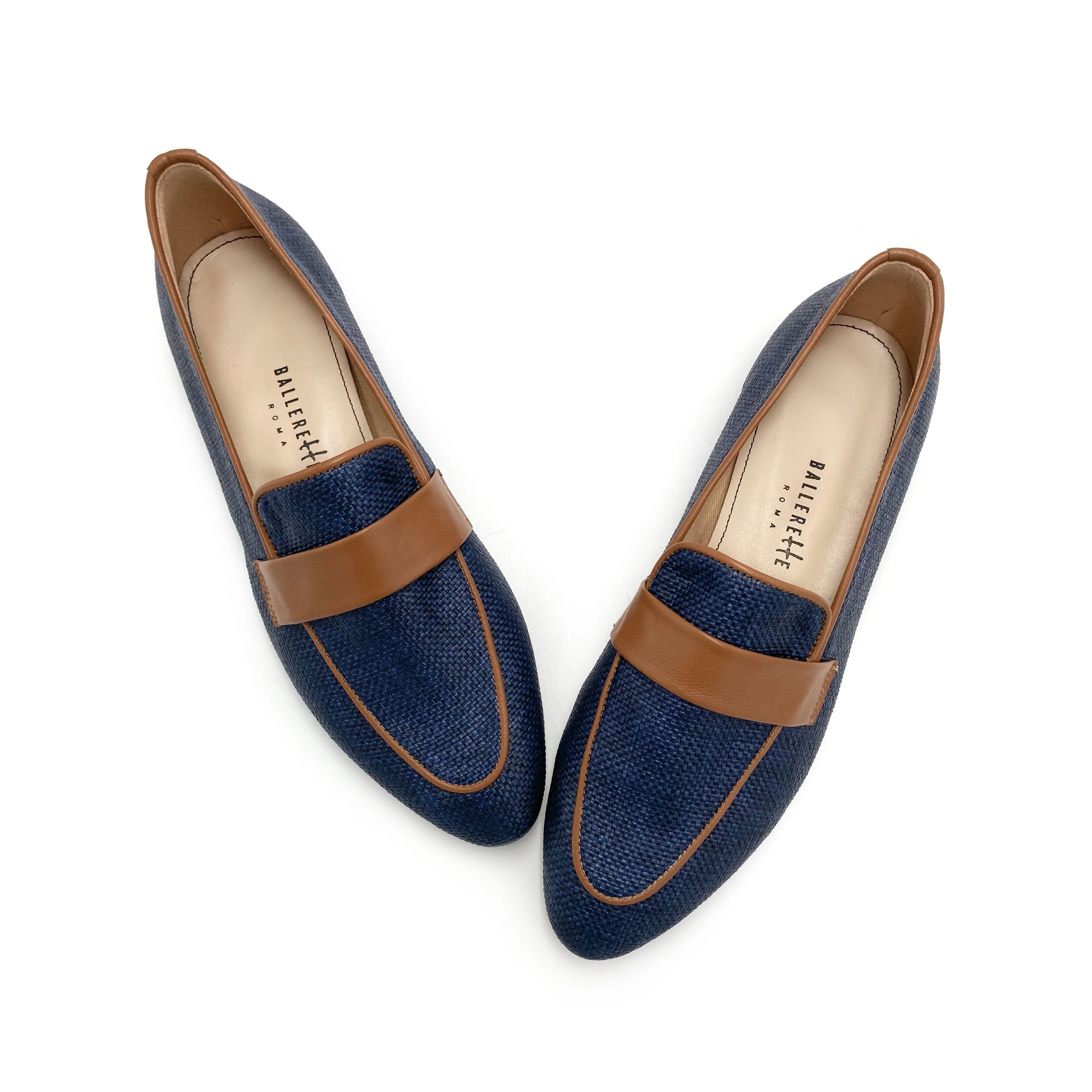 Women's summer moccasin in blue raffia - Image 2
