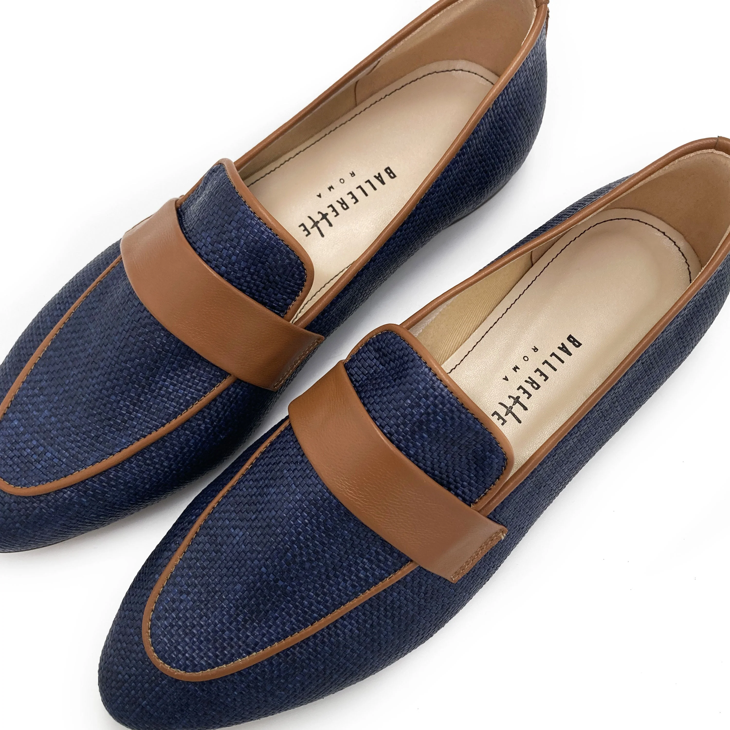 Women's summer moccasin in blue raffia - Image 3