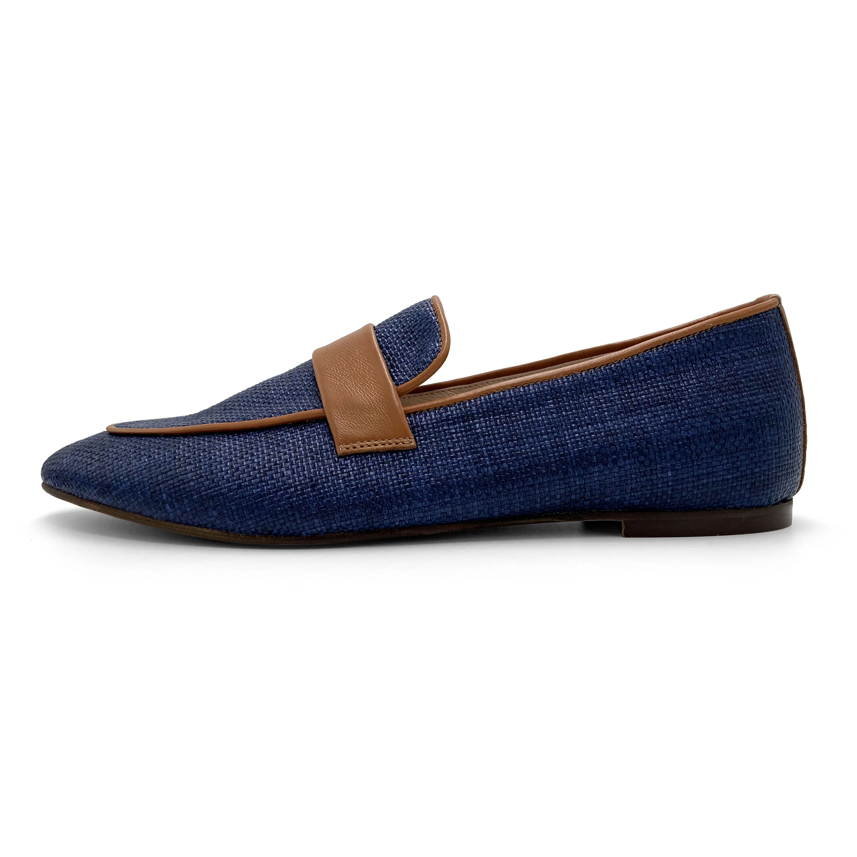 Women's summer moccasin in blue raffia - Image 4