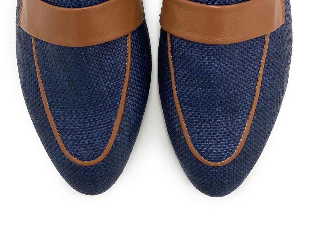 Women's summer moccasin in blue raffia - Image 5