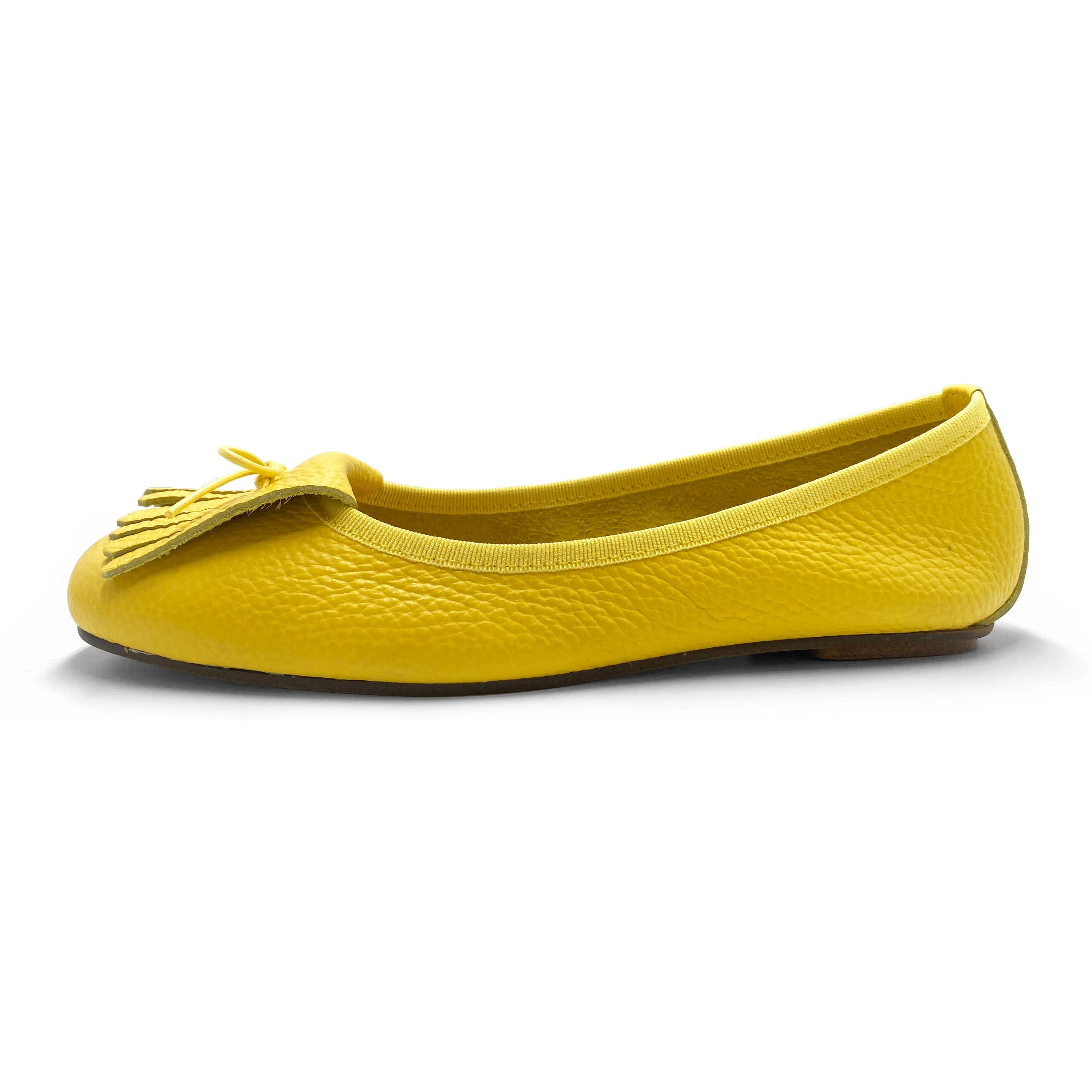 Yellow leather woman moccasins with fringe - Image 4