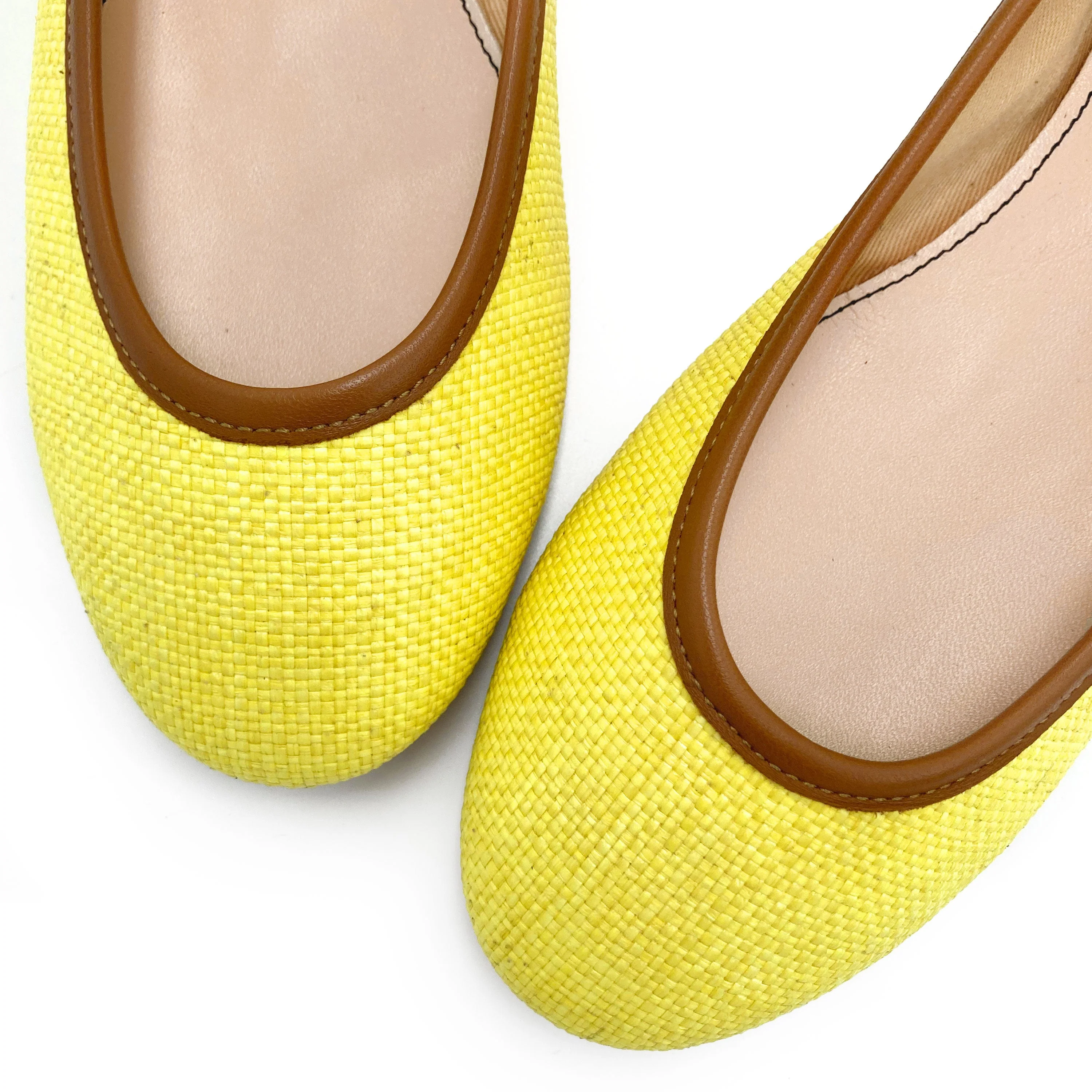 Yellow summer raffia ballet flats - Image 4
