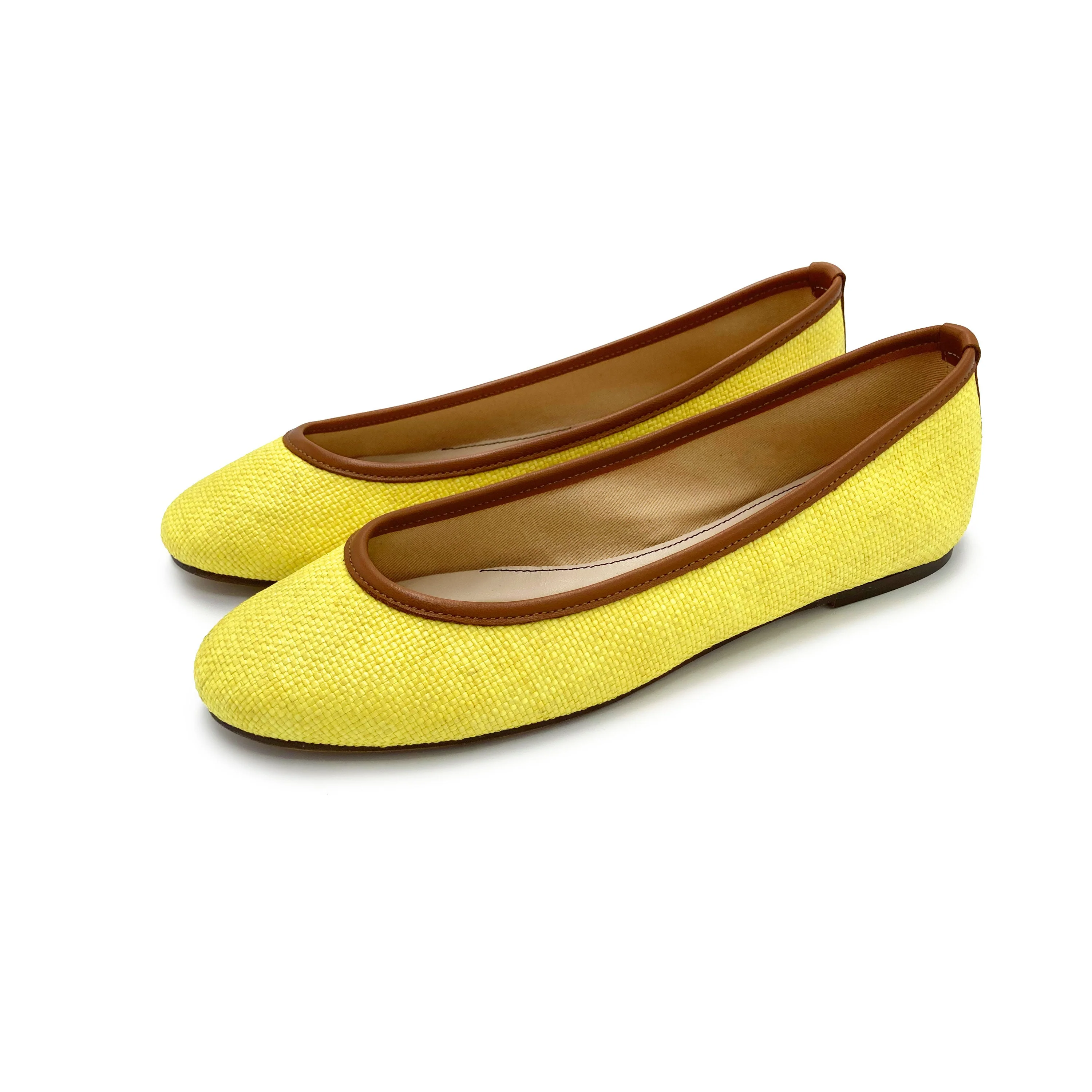Yellow summer raffia ballet flats - Image 5